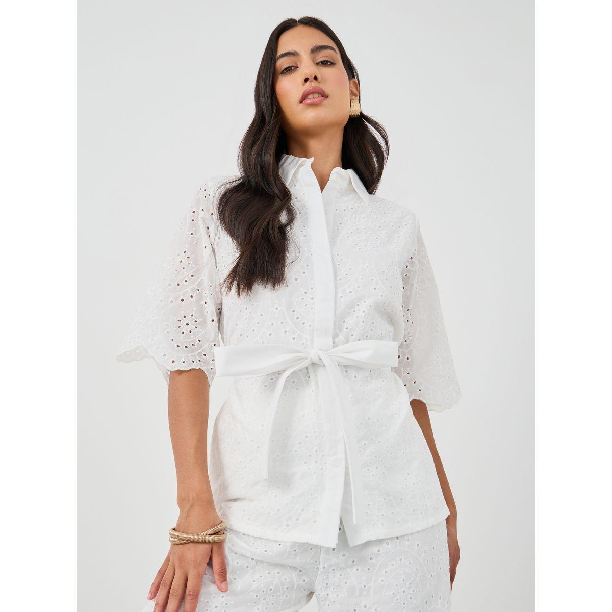 طقم منسق من بنطال وبلوزة شيفلي بحزام-women-clothing-coordsets-image-2