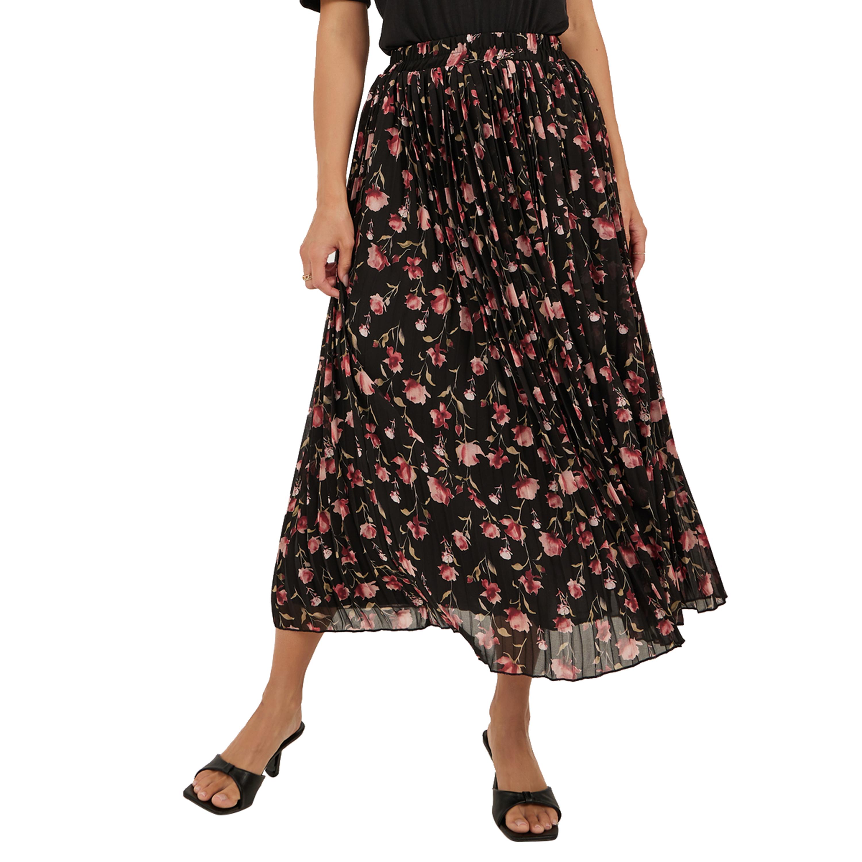 Styli Solid Knit Top and Printed Pleated A-Line Skirt Co-Ords-women-clothing-coordsets-image-5