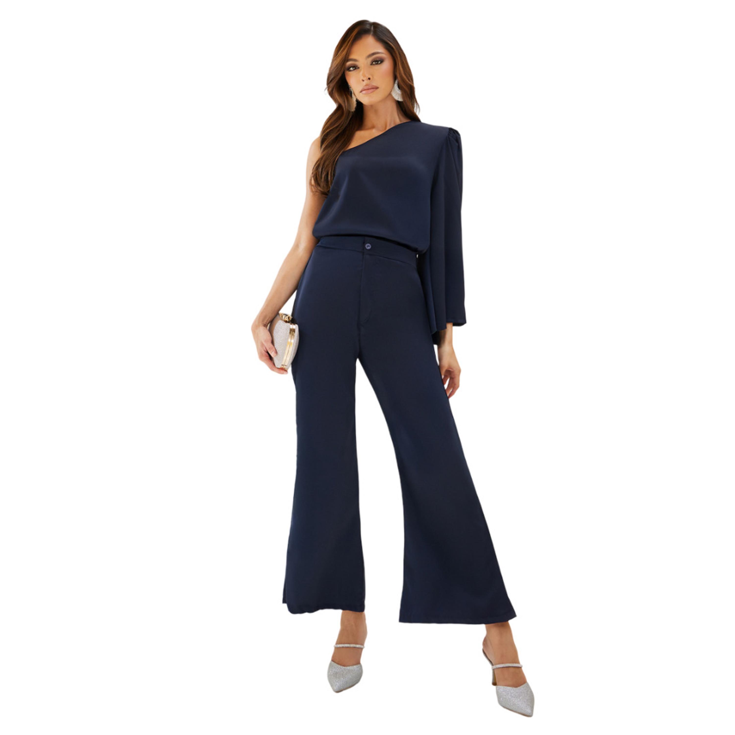 Styli One Shoulder Top with Flared Trousers Co-Ords-women-clothing-coordsets-image-1