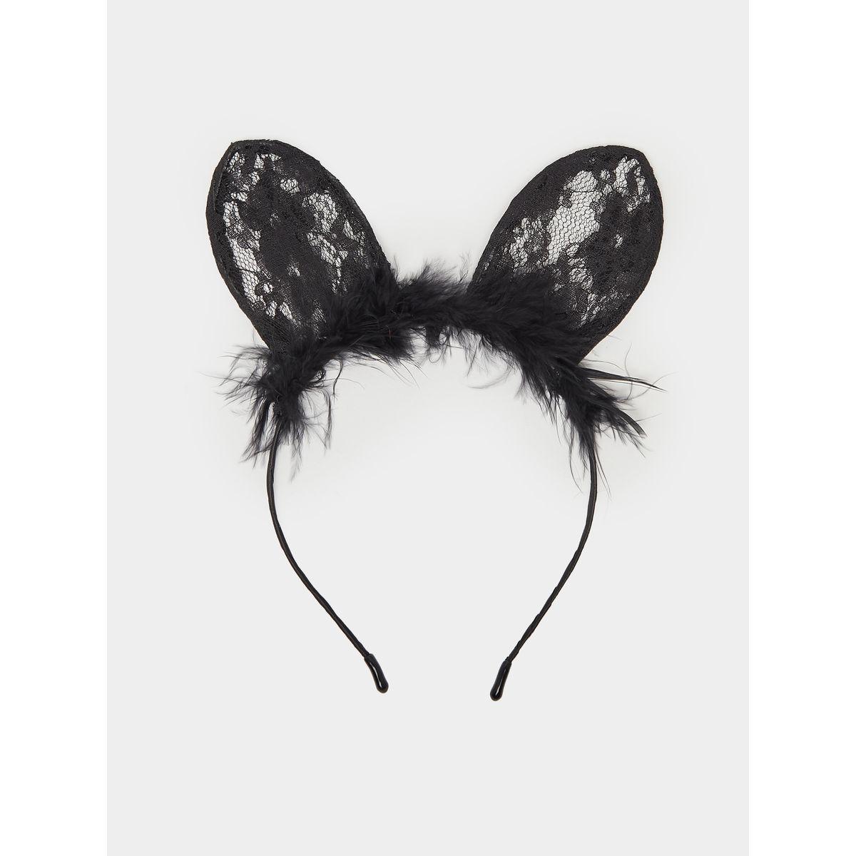 Styli Lace Fur Trim Cat Ear Headband-women-clothing-lingerie-lingerieaccessories-image-1