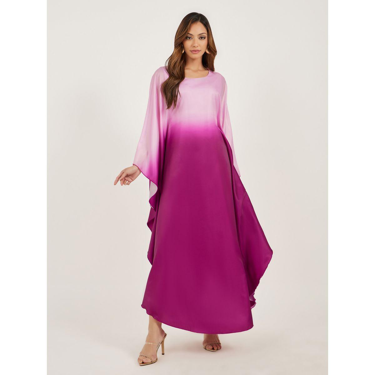 Amirah X Styli Ombre Organza Square Neck Kaftan-women-arabicclothing-kaftan-image-2