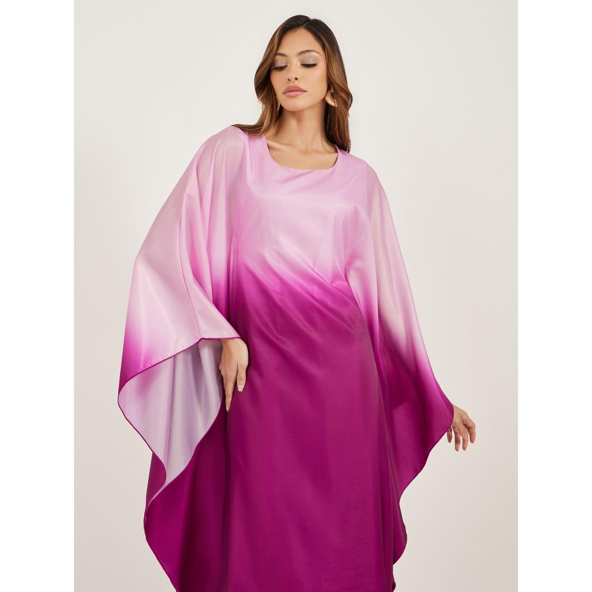 Amirah X Styli Ombre Organza Square Neck Kaftan-women-arabicclothing-kaftan-image-3