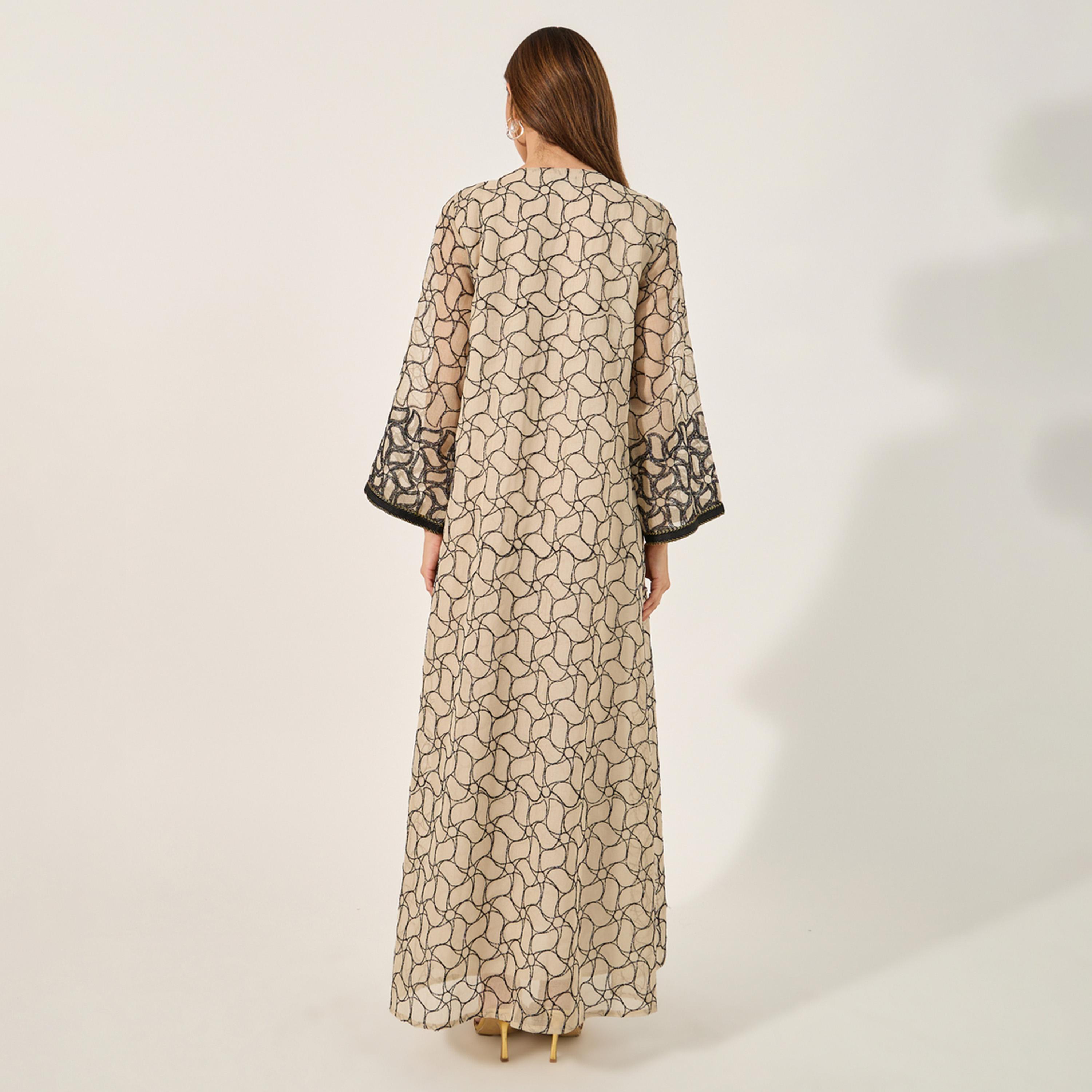 Amirah X Styli All-Over Embroidered Sequined Jalabiya-women-arabicclothing-jalabiyas-image-5
