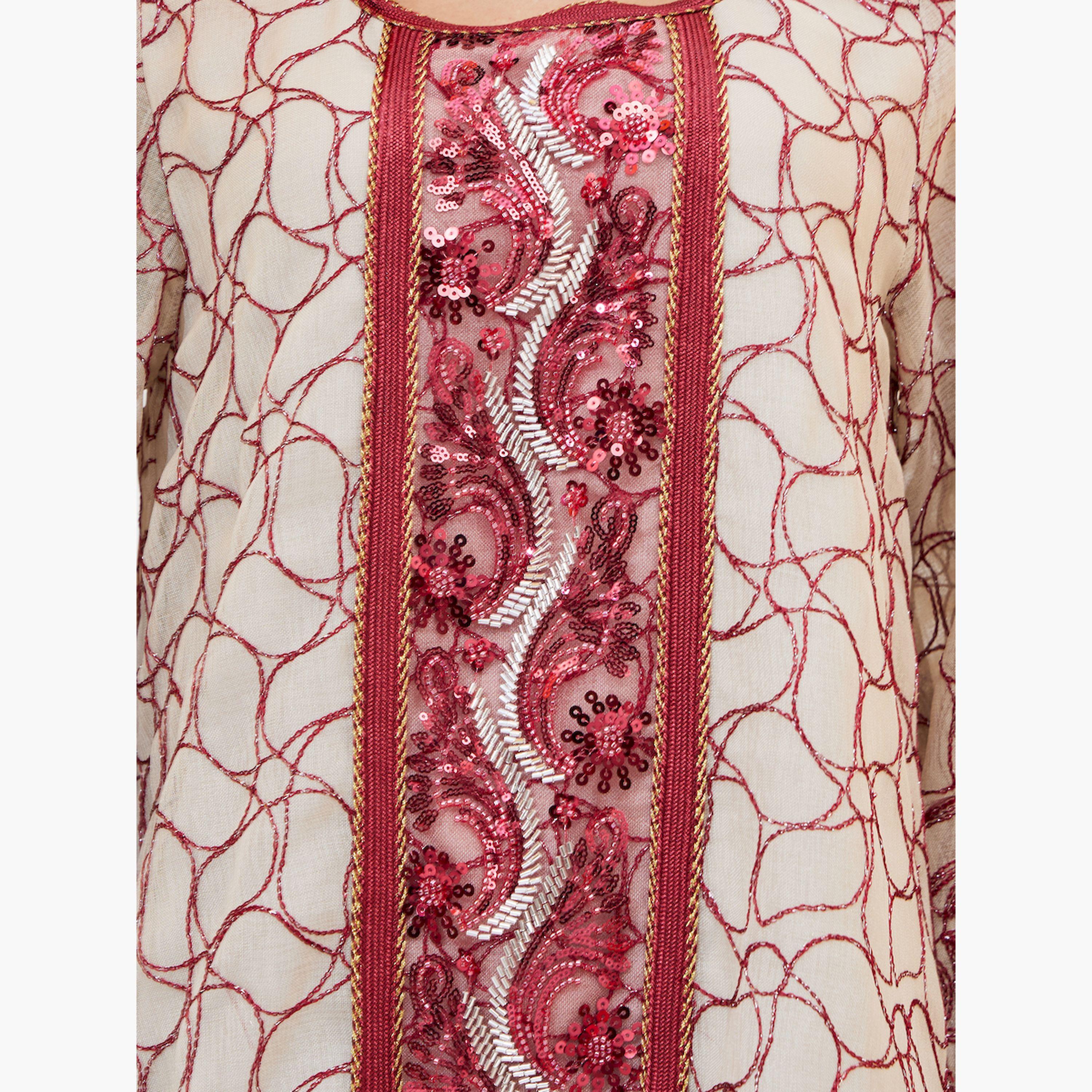 ستايلي - جلابية مطرزة بالكامل بالترتر-women-arabicclothing-jalabiyas-image-4