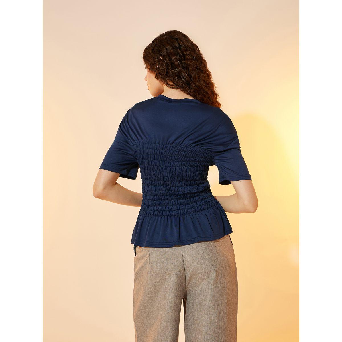 Take Two Solid Smocked Short Sleeve Peplum Top-women-clothing-tshirts-image-6