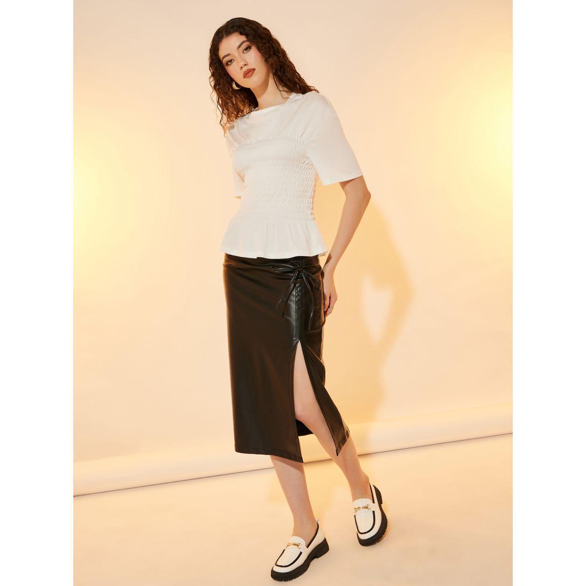 بلوزة بيبلوم سادة بأكمام قصيرة-women-clothing-tshirts-image-2