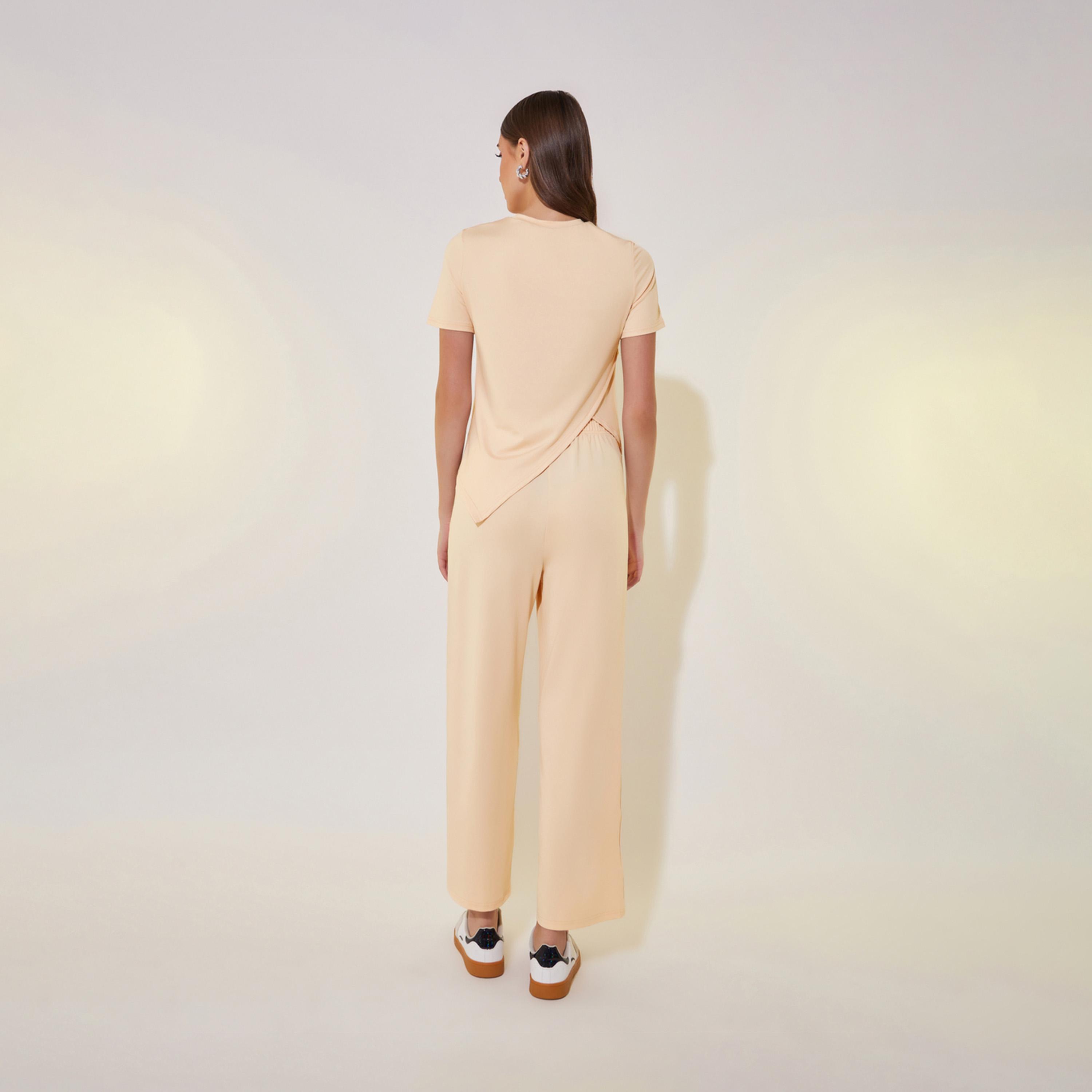 Take Two Asymmetrical Hem Short Sleeve T-Shirt and Pants Co-Ords-women-clothing-coordsets-image-6