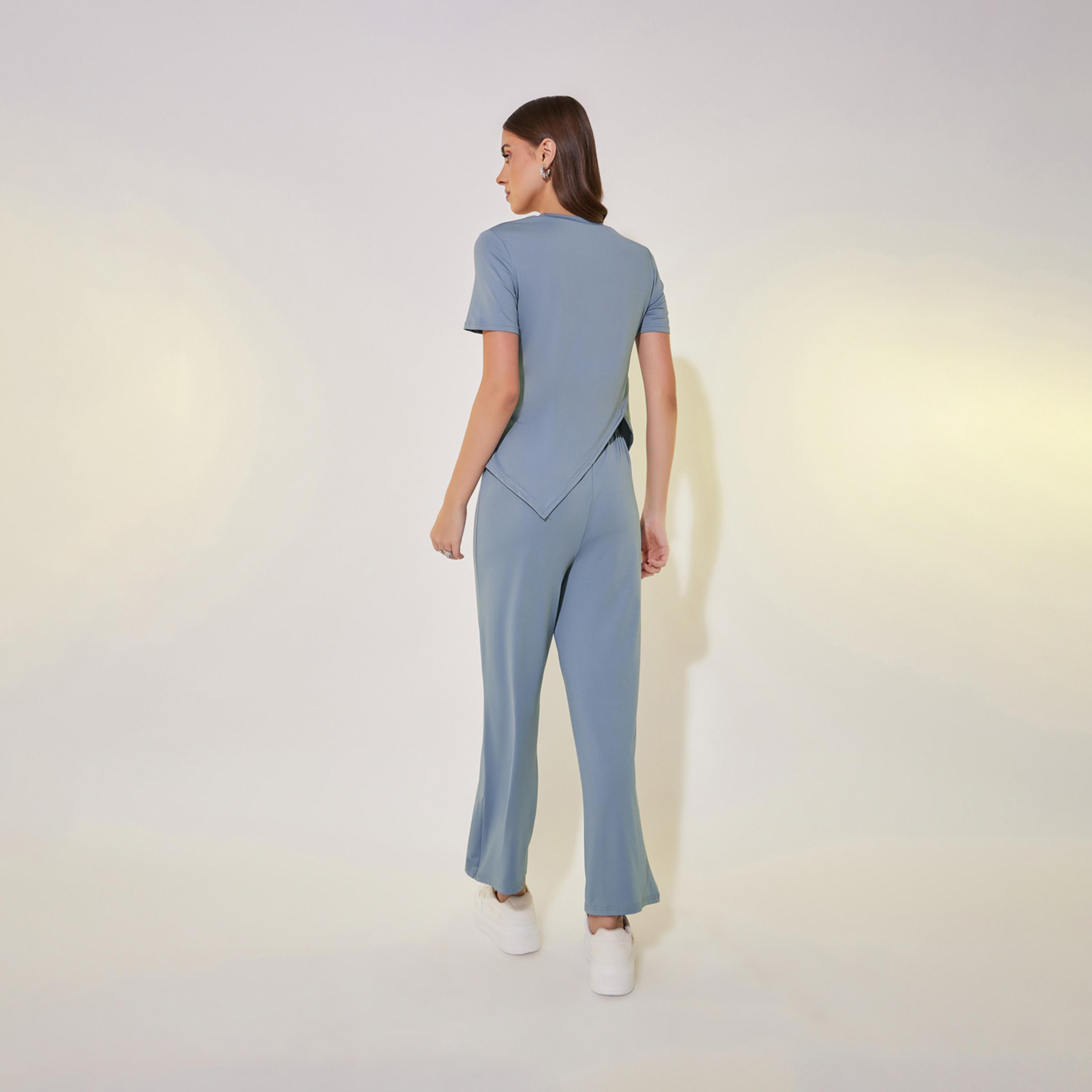 مجموعة من بنطال مع تيشيرت بأكمام قصيرة-women-clothing-coordsets-image-6