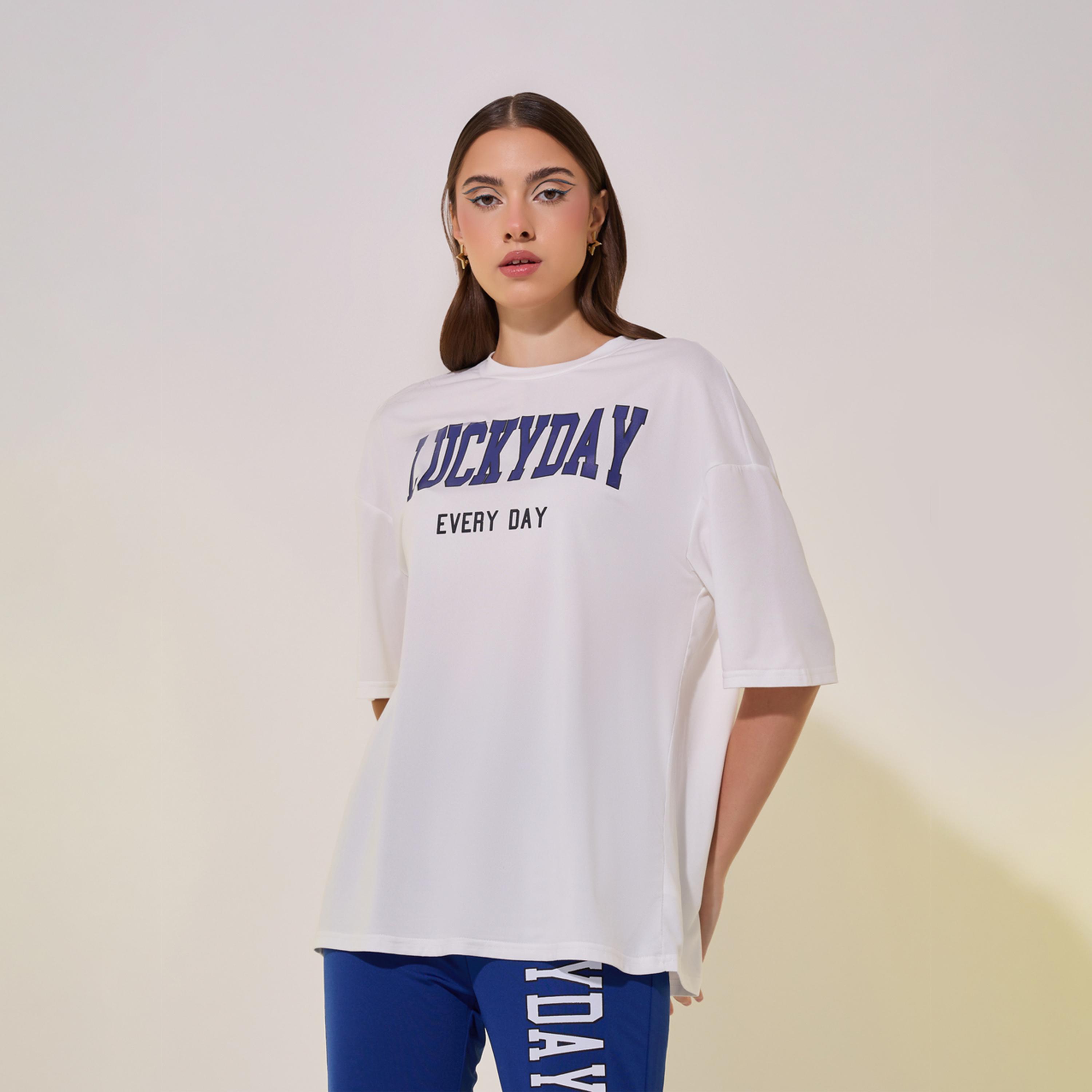 Take Two Slogan Round Neck T-Shirt and Ankle-Length Pants Set-women-clothing-coordsets-image-2