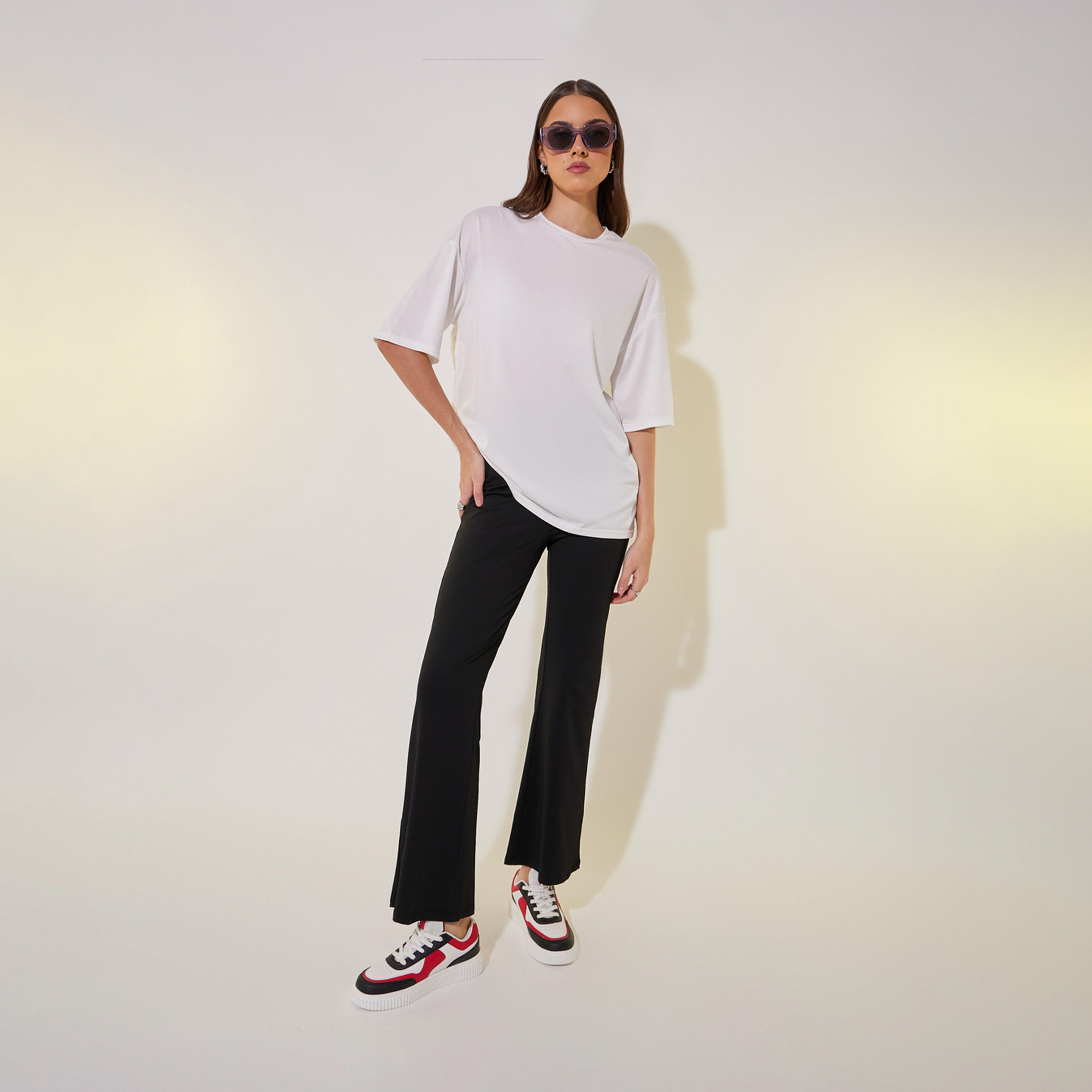Take Two Slogan Print Round Neck T-Shirt and Pants Co-Ords-women-clothing-coordsets-image-2