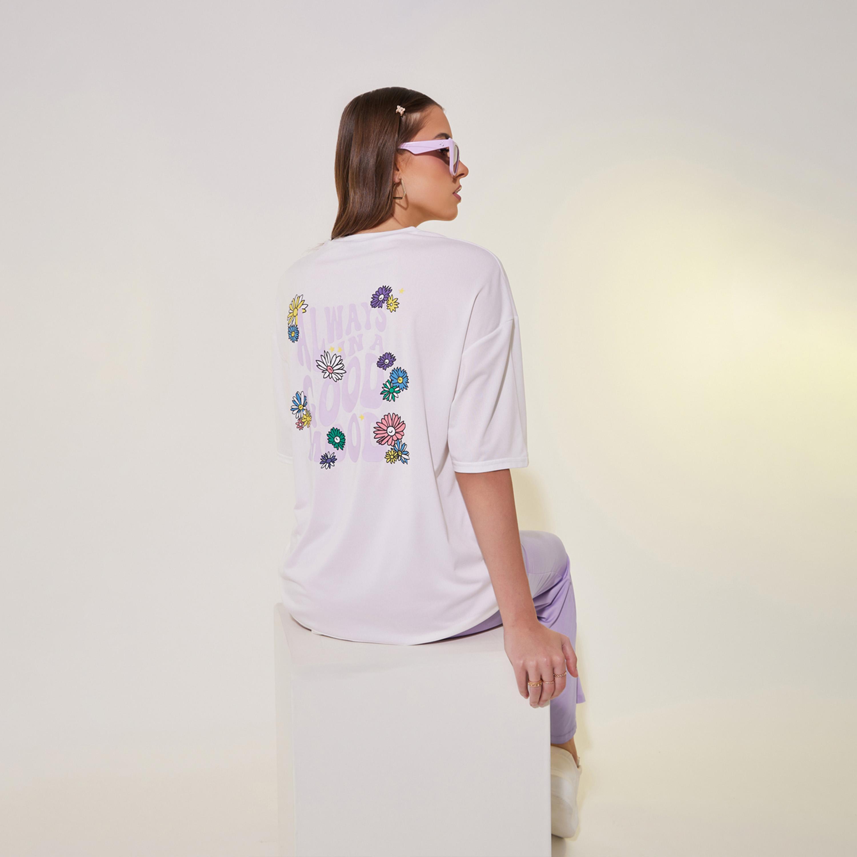 Take Two Slogan Print Round Neck T-Shirt and Pants Co-Ords-women-clothing-coordsets-image-1