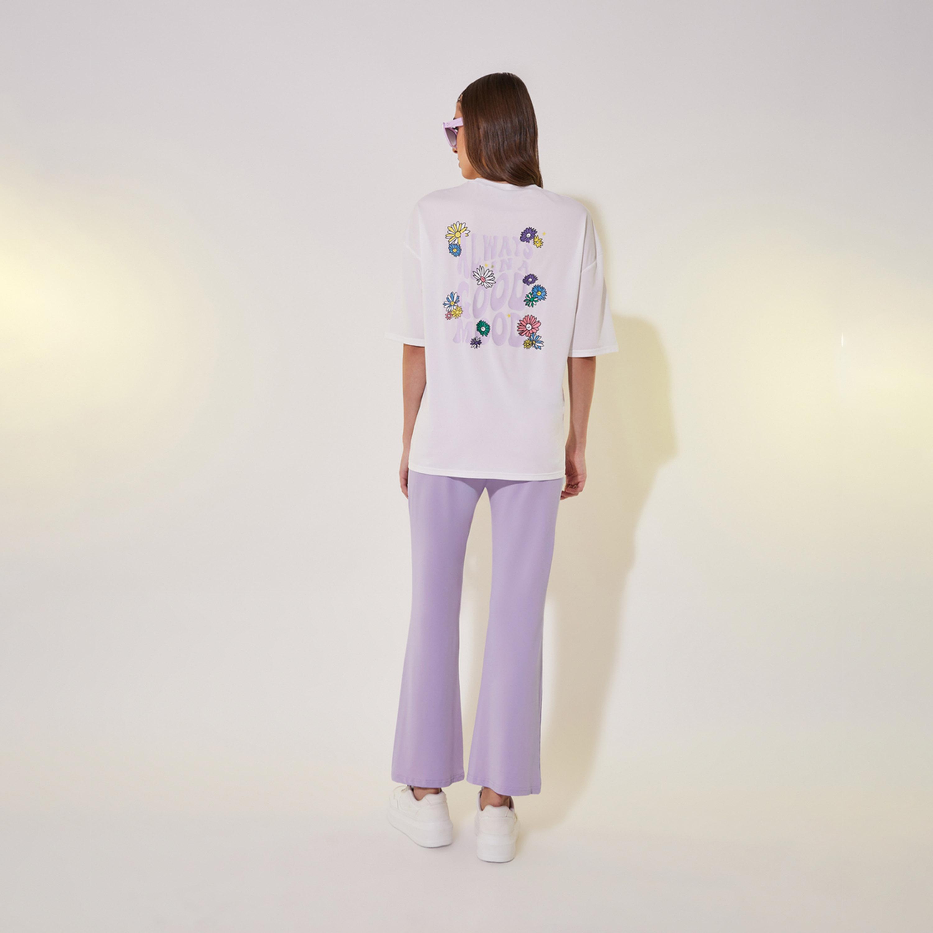 Take Two Slogan Print Round Neck T-Shirt and Pants Co-Ords-women-clothing-coordsets-image-7