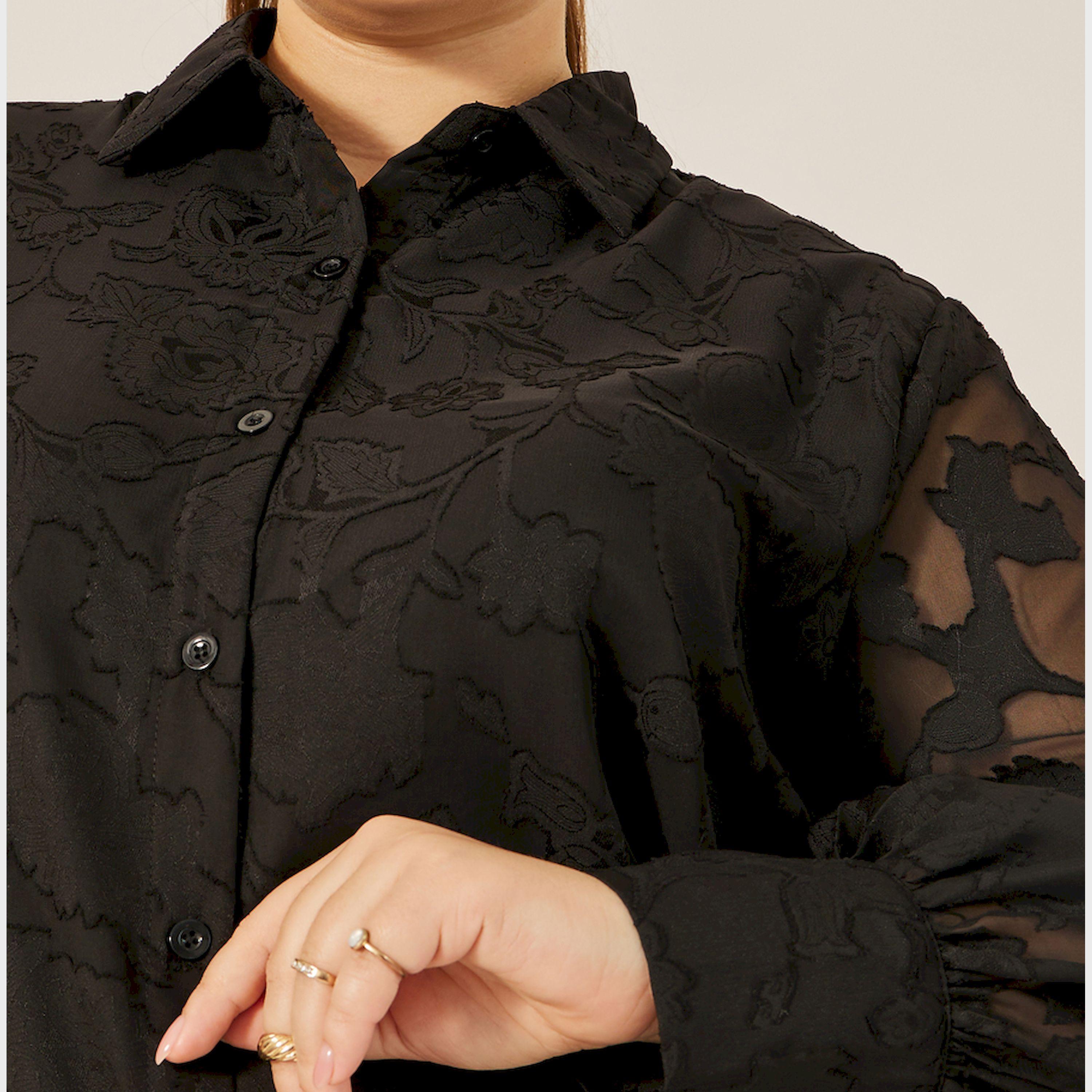 Styli Plus Size Burn Out Lace Detail Collared Balloon Sleeve Shirt-women-clothing-shirtsandblouses-shirts-image-4