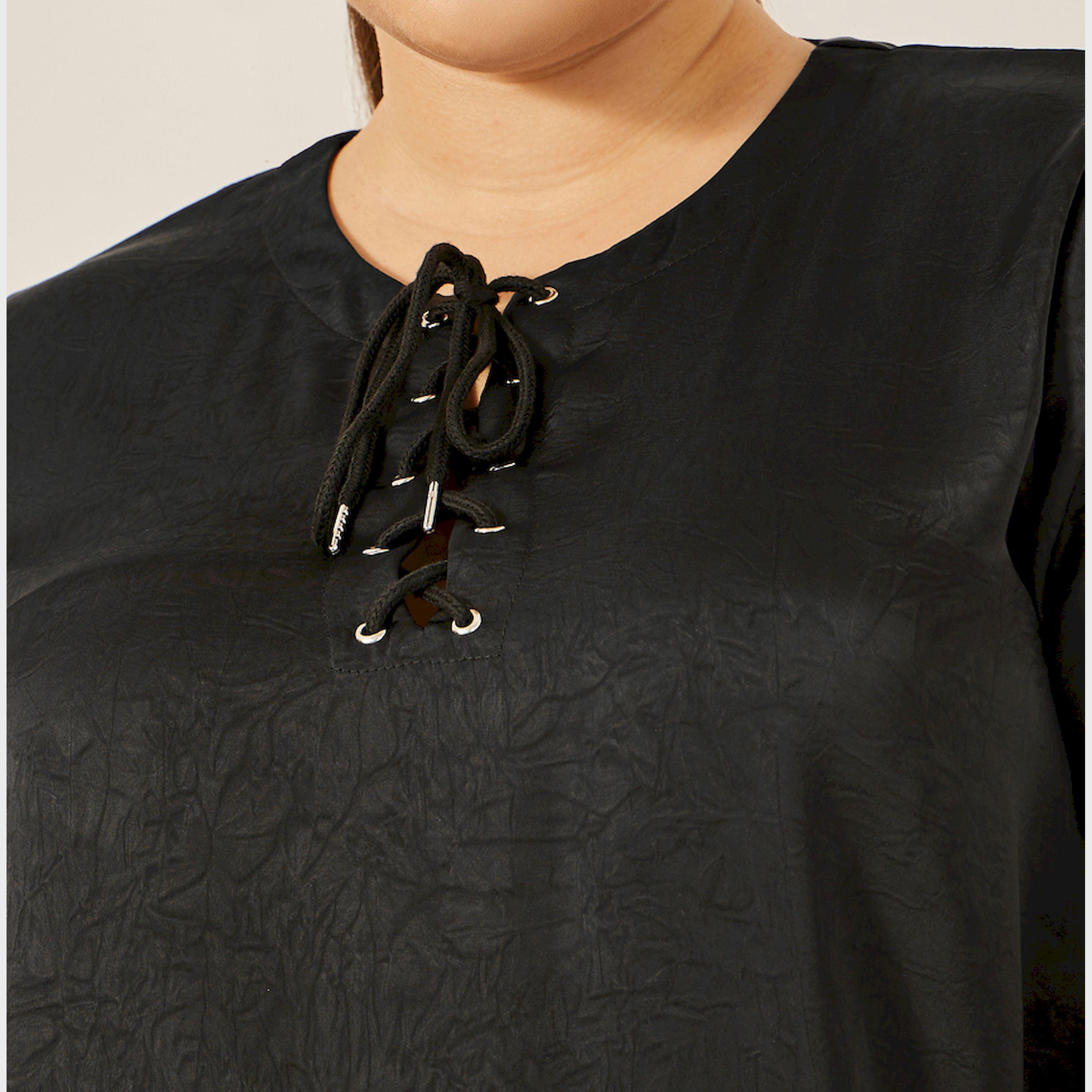 ستايلي - بلوزة من الساتان بأكمام منفوخة وربطة رقبة-women-clothing-shirtsandblouses-blouses-image-4