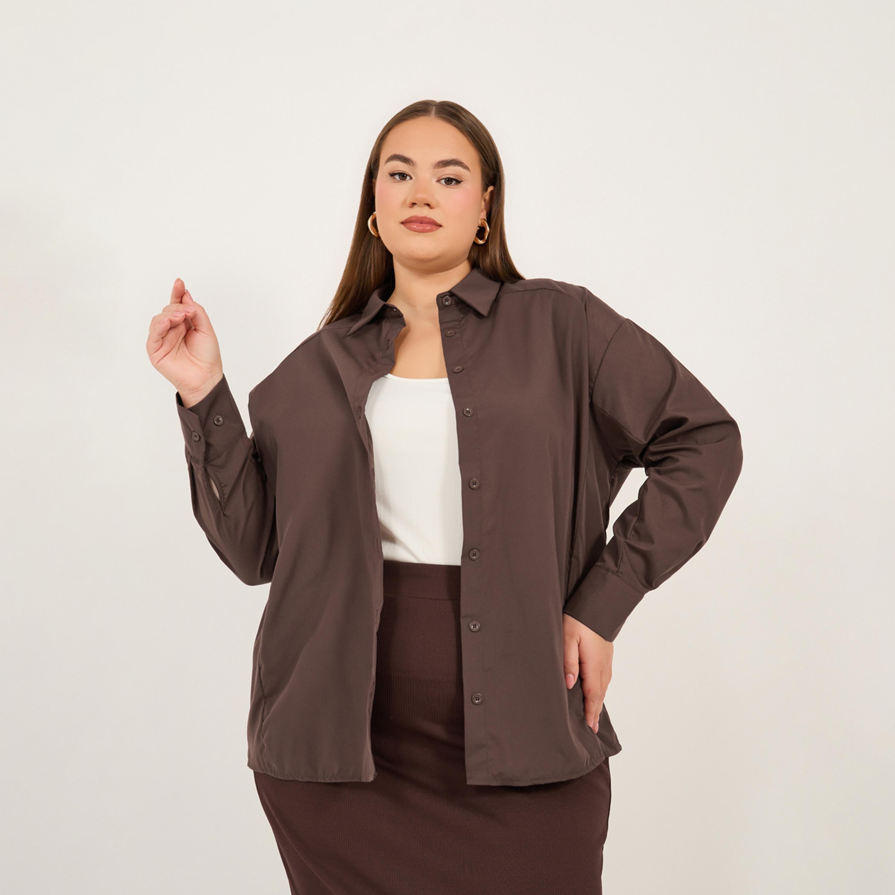 Styli Plus Size Solid Oversized Collared Shirt-women-clothing-shirtsandblouses-shirts-image-3
