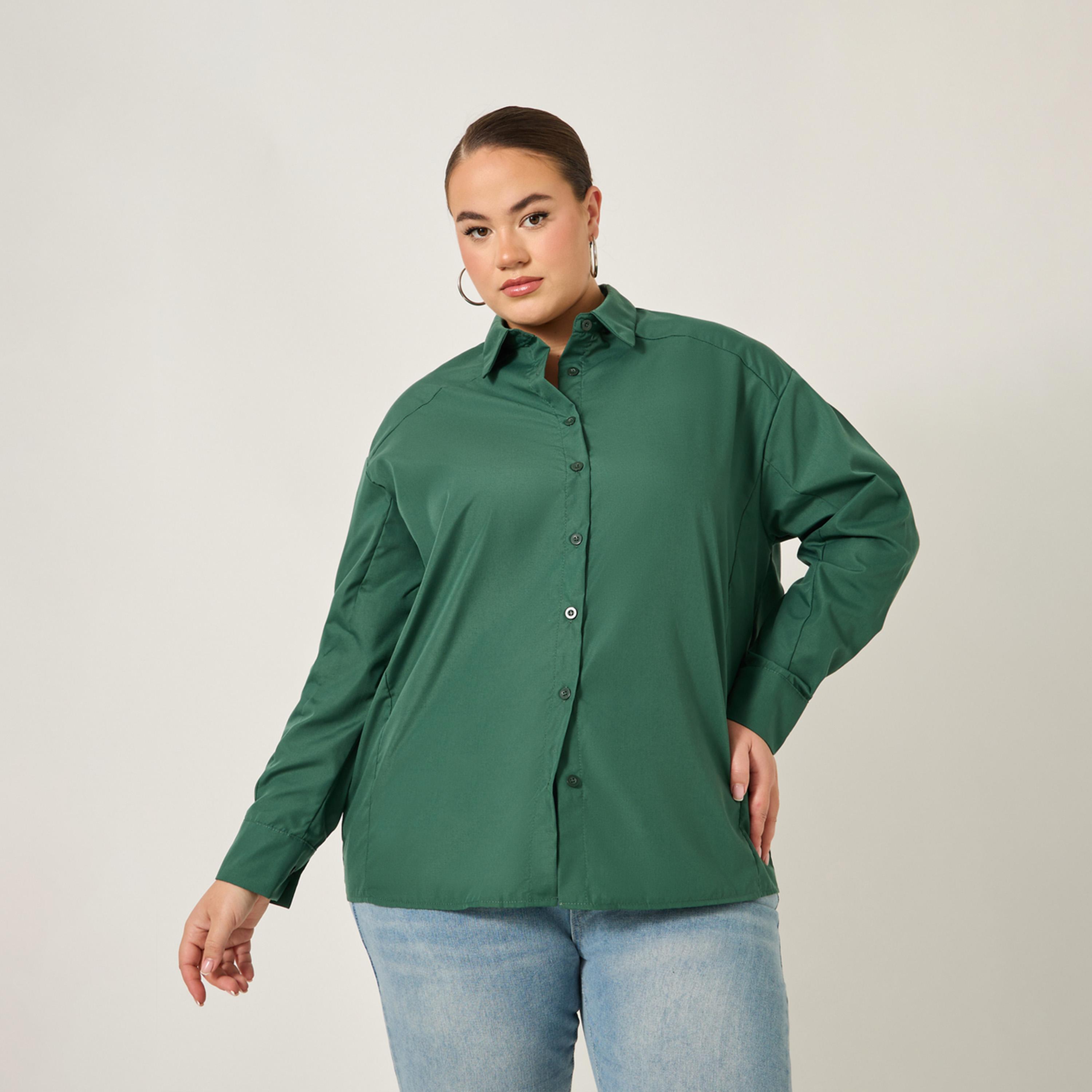 Styli Plus Size Solid Oversized Collared Shirt-women-clothing-shirtsandblouses-shirts-image-1