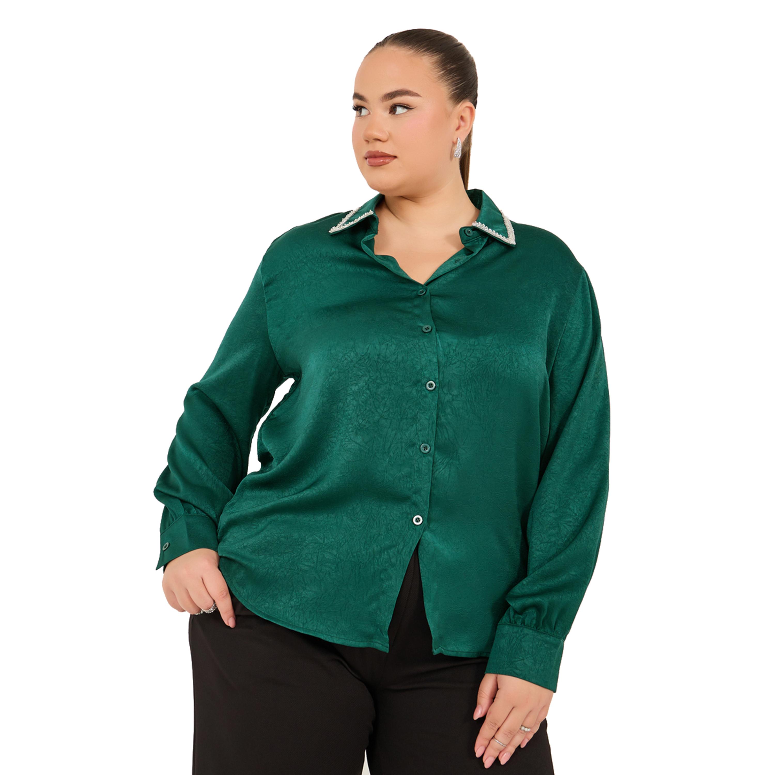 ستايلي - قميص بياقة مزخرفة مقاس كبير-women-clothing-shirtsandblouses-shirts-image-3