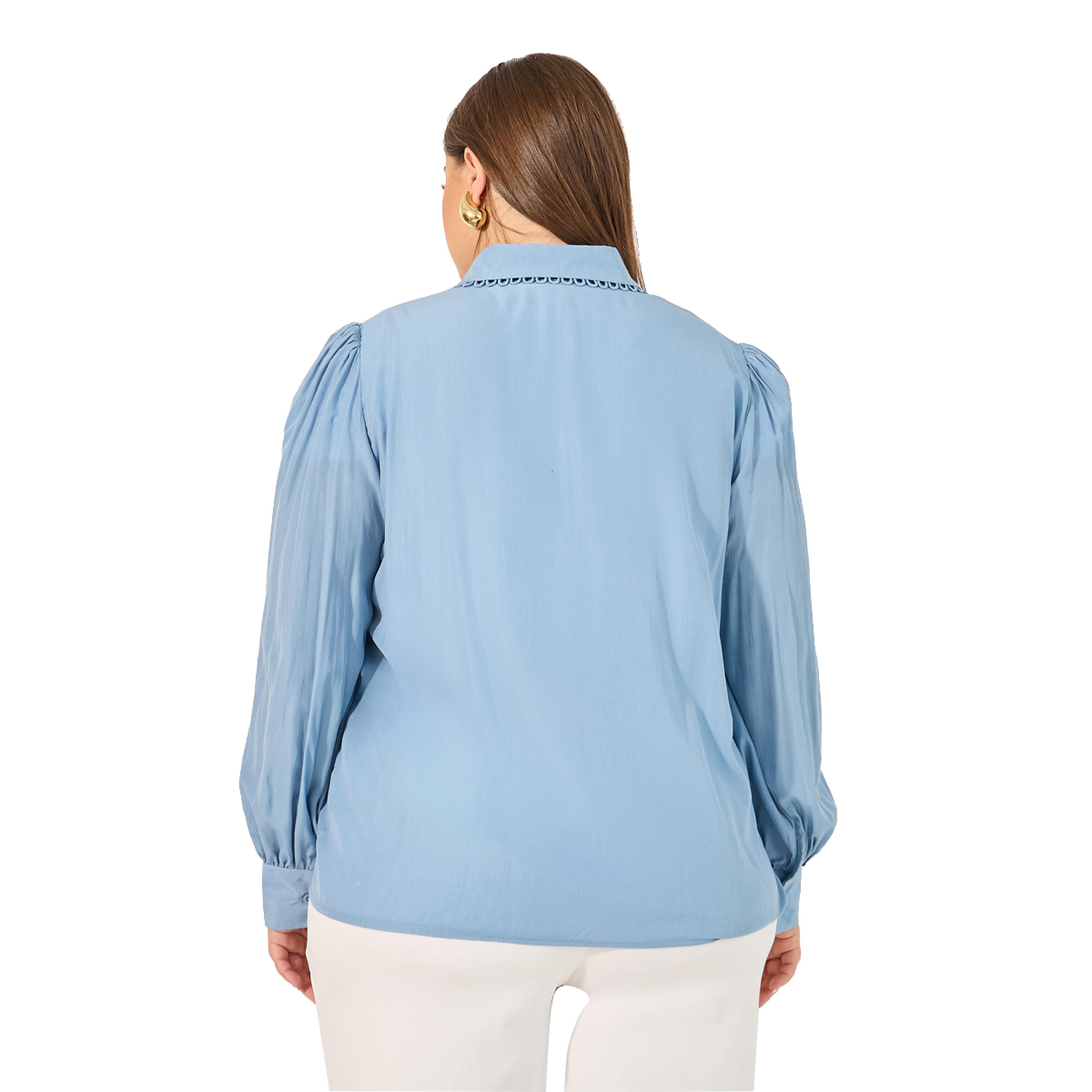 ستايلي - قميص مقاس كبير وأكمام منفوخة وتفاصيل دانتيل-women-clothing-shirtsandblouses-shirts-image-4