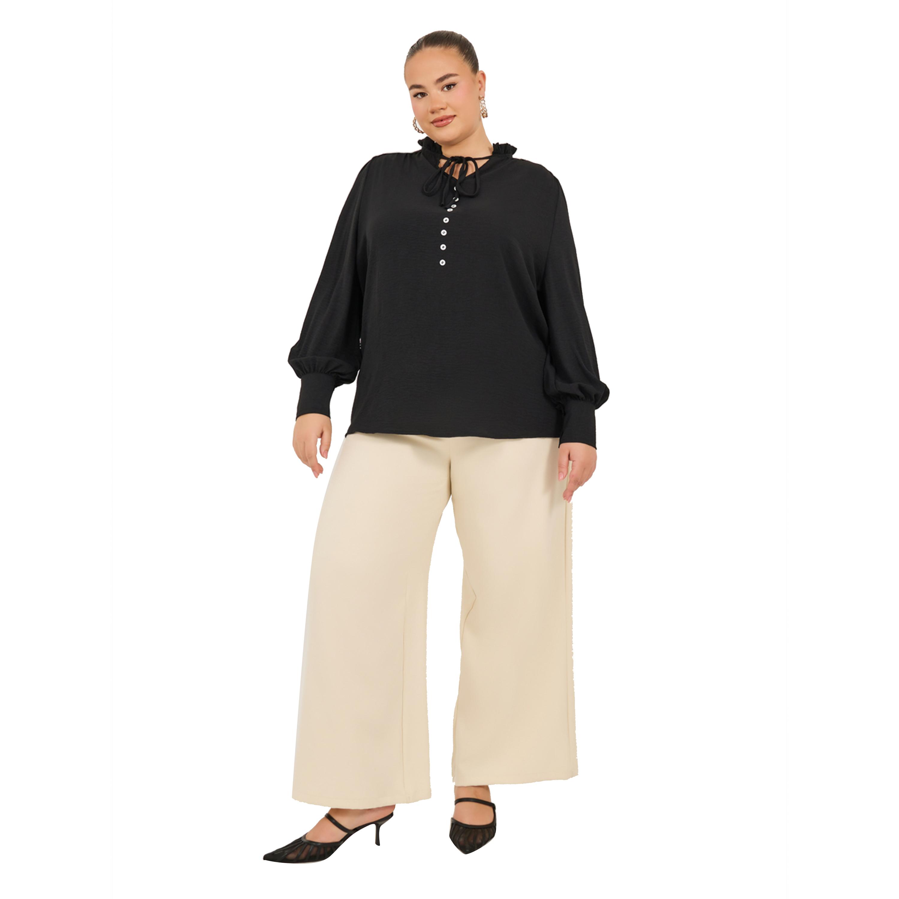 Styli Plus Size Balloon Sleeve Tie-Up Neck Blouse-women-clothing-shirtsandblouses-blouses-image-2