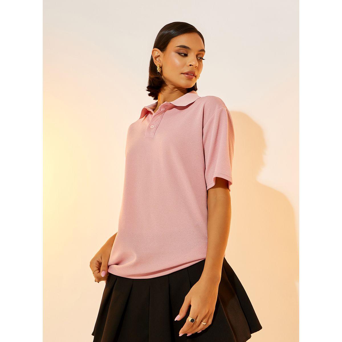 Take Two Solid Short Sleeve Polo T-Shirt-women-clothing-tshirts-image-1