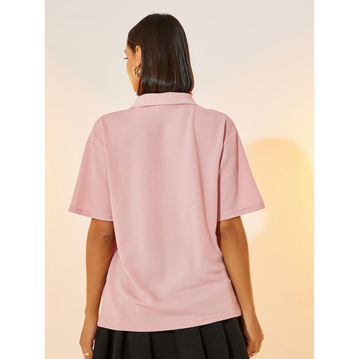 Take Two Solid Short Sleeve Polo T-Shirt-women-clothing-tshirts-image-4