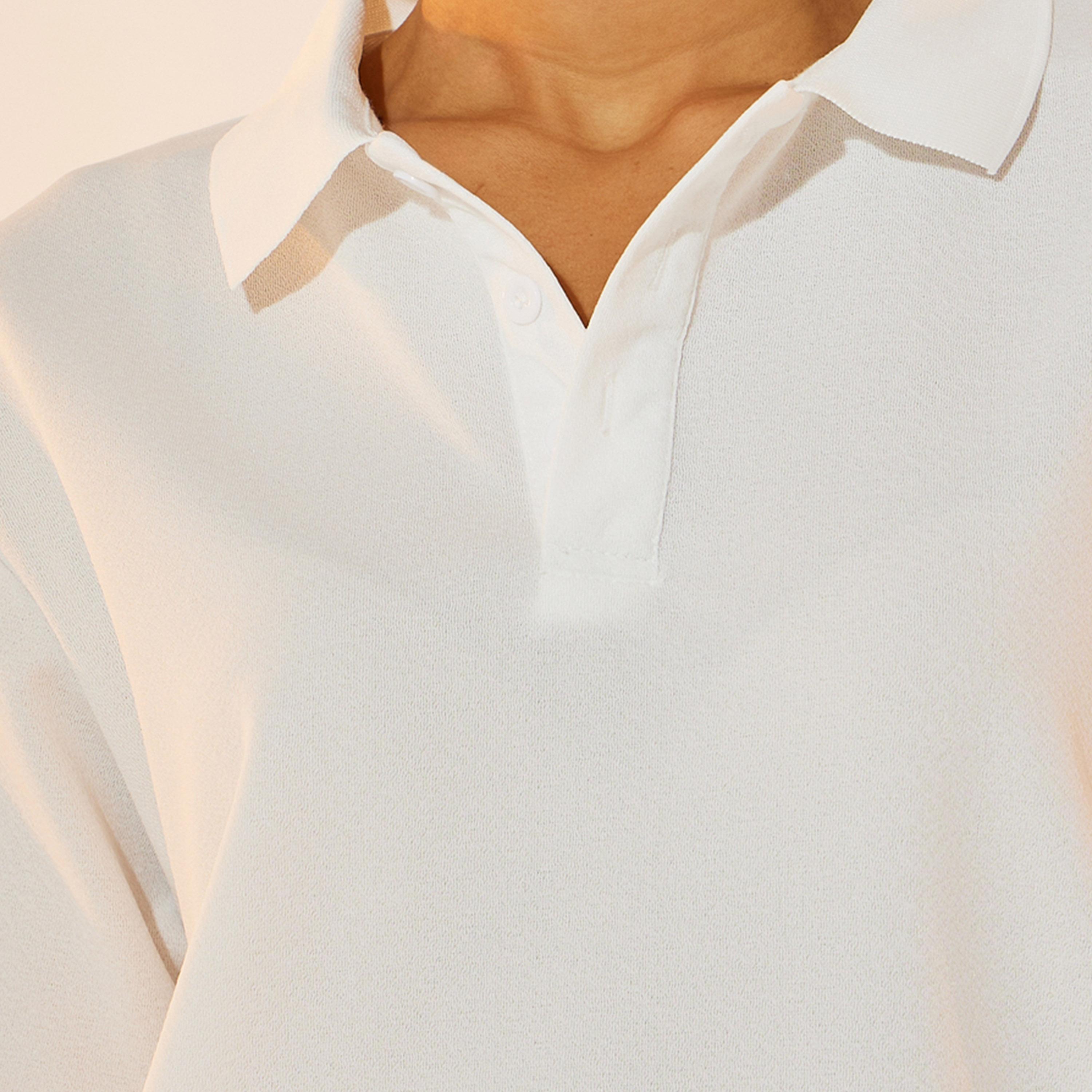 Take Two Textured Longline Polo T-Shirt-women-clothing-tshirts-image-3