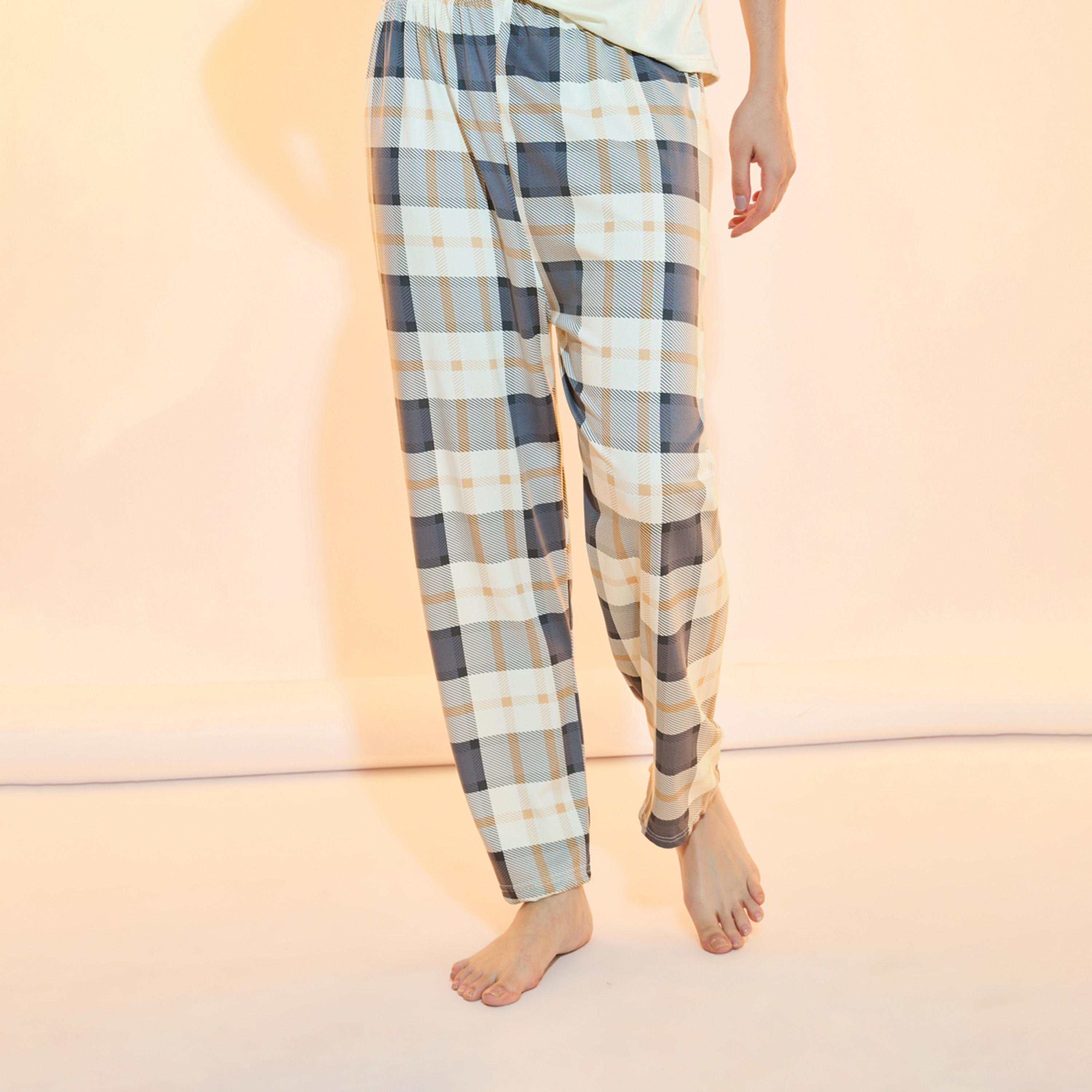 Take Two Puppy Print T-Shirt and Checked Pyjama Set-women-clothing-nightwear-pyjamas-longsets-image-5
