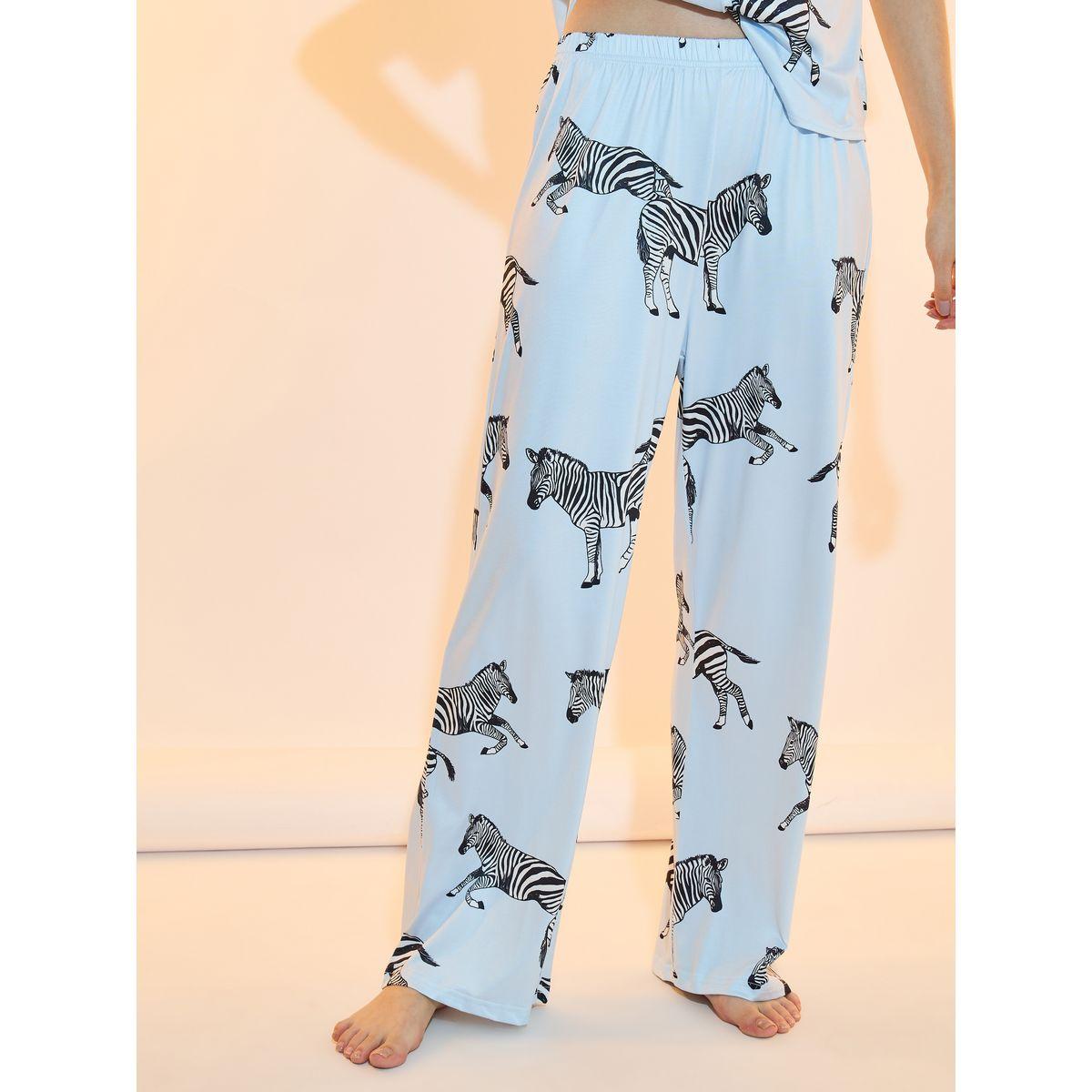 Take Two Zebra Print Button Placket Shirt and Pyjama Set-women-clothing-nightwear-pyjamas-longsets-image-5