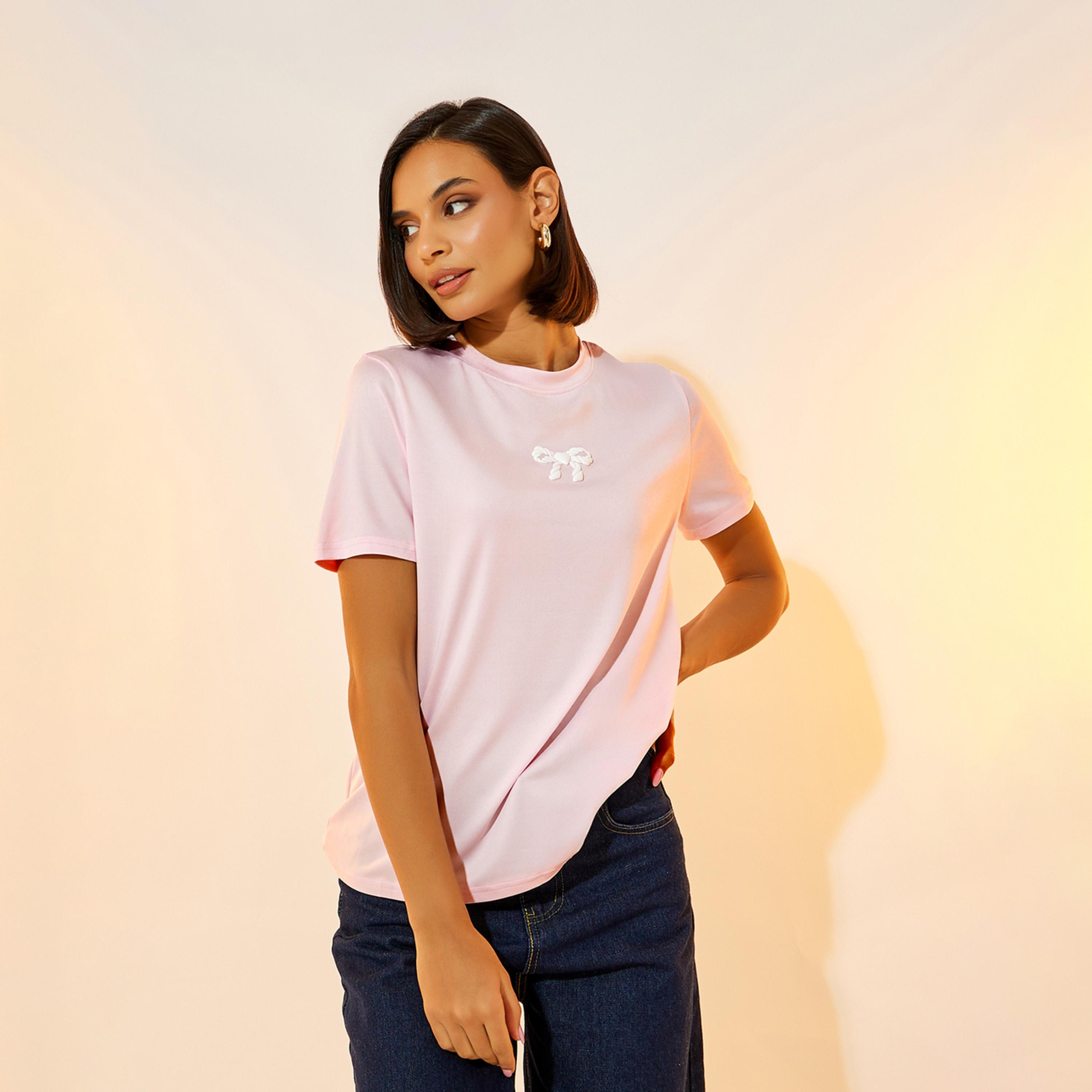 Take Two Front Knot Print Regular Fit T-Shirt-women-clothing-tshirts-image-1