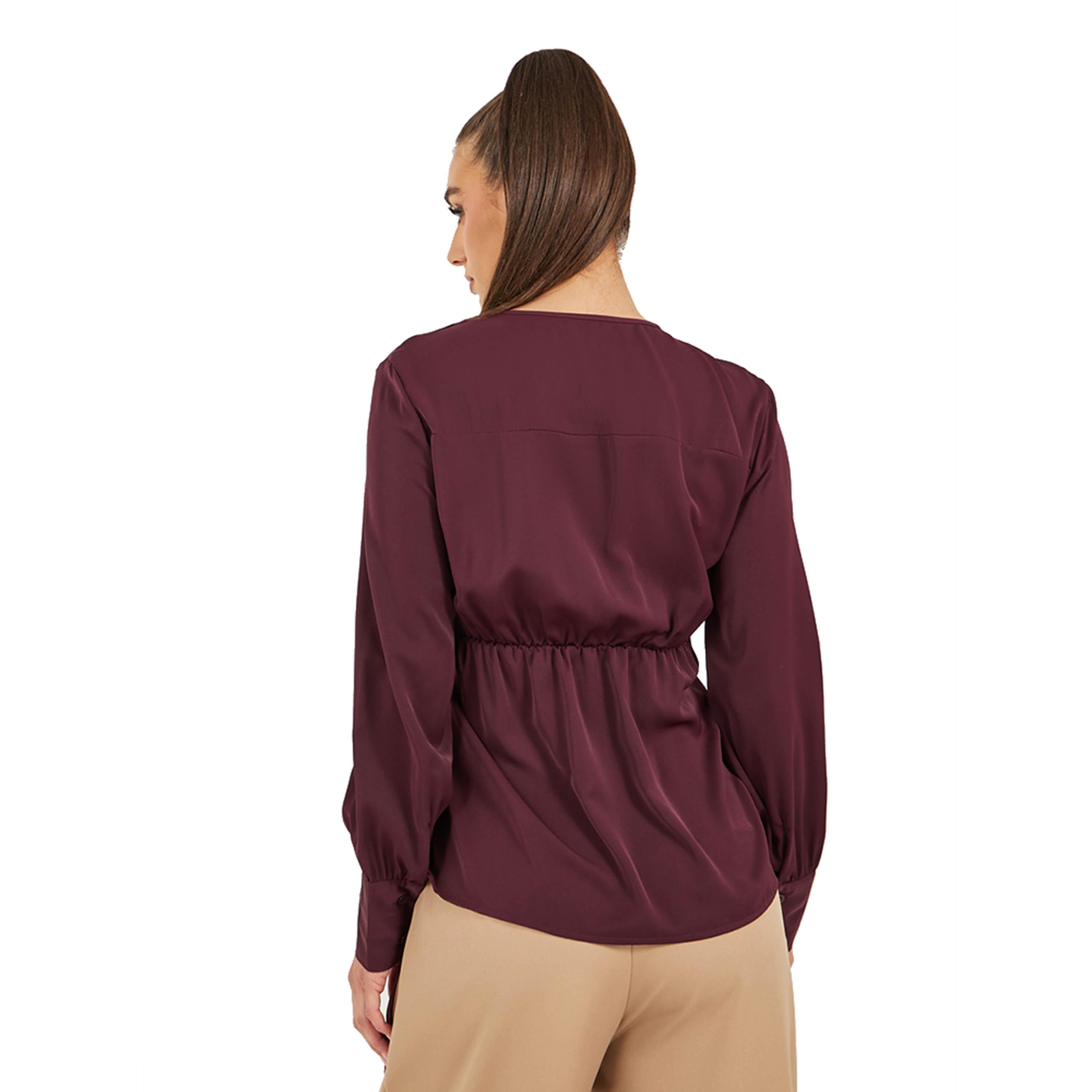 ستايلي - بلوزة ملفوفة بأكمام منفوخة مع تفاصيل ربطة خصر-women-clothing-shirtsandblouses-blouses-image-5