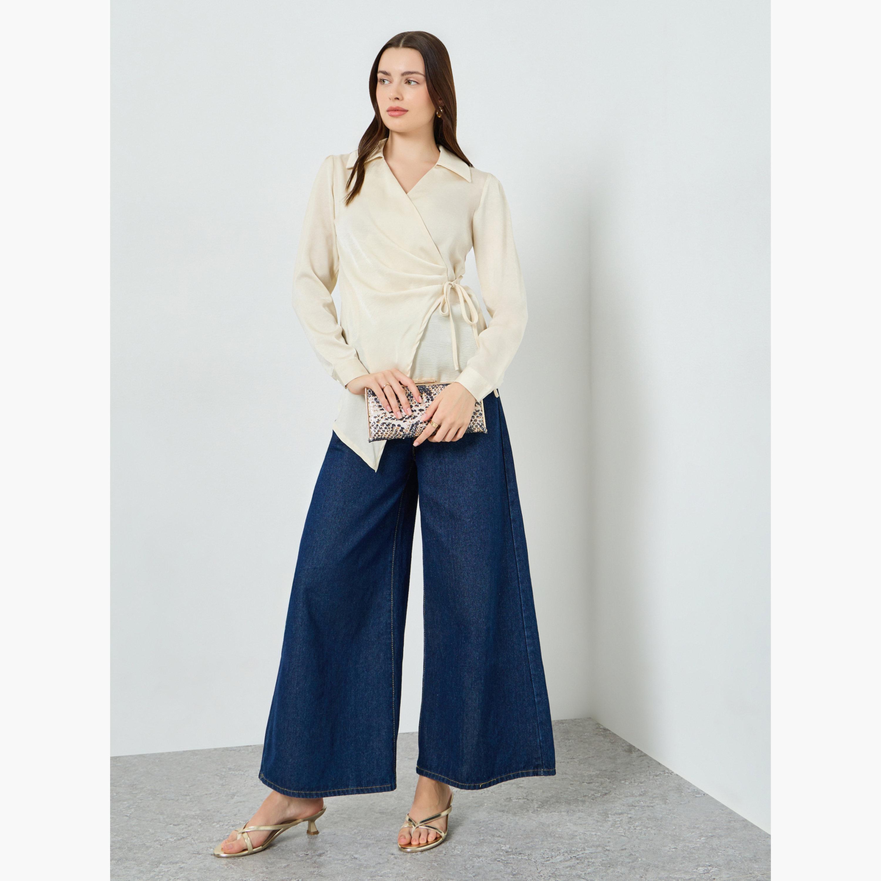 Styli Satin Tie-Up Waist Wrap Longline Top-women-clothing-shirtsandblouses-blouses-image-2
