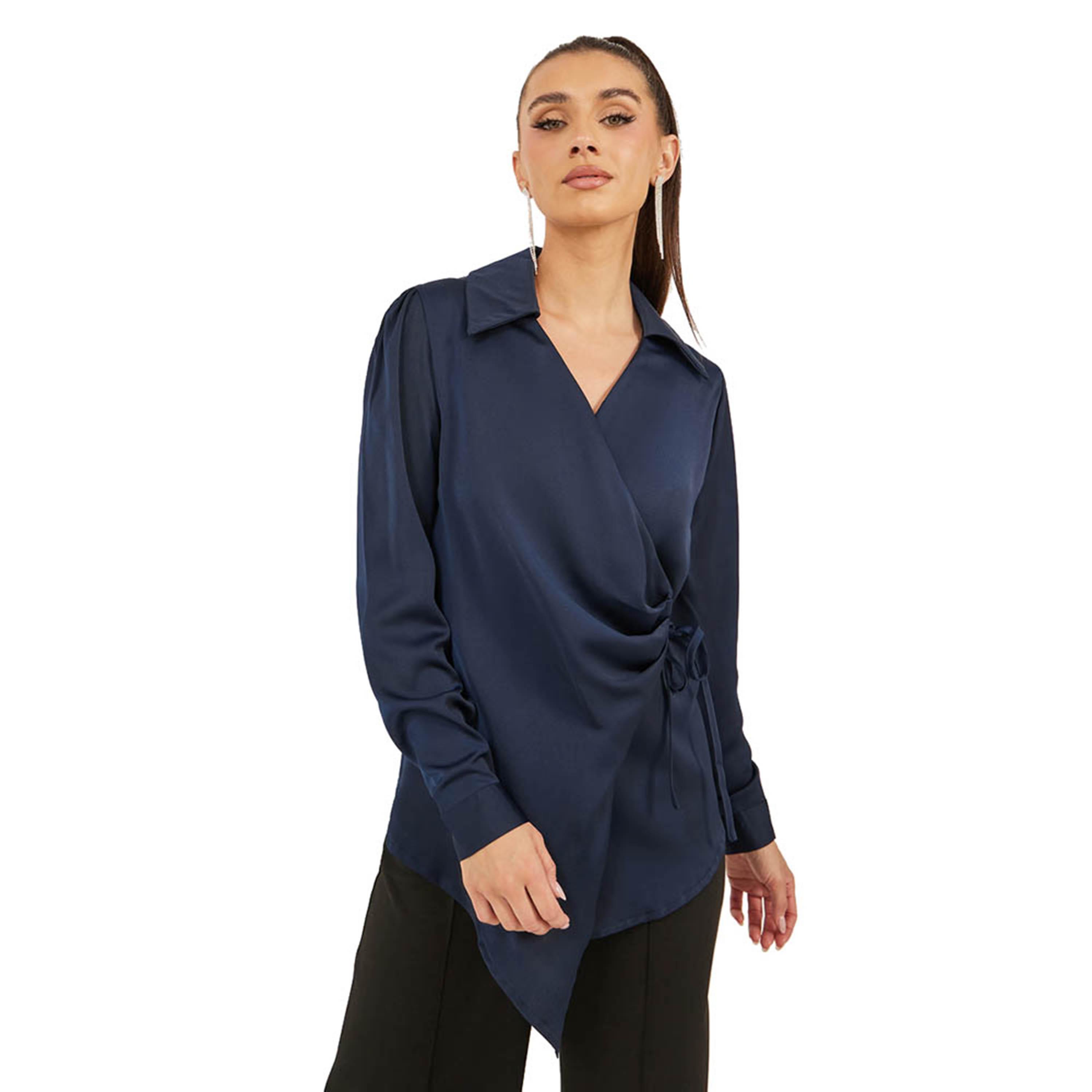 Styli Satin Tie-Up Waist Wrap Longline Top-women-clothing-shirtsandblouses-blouses-image-1