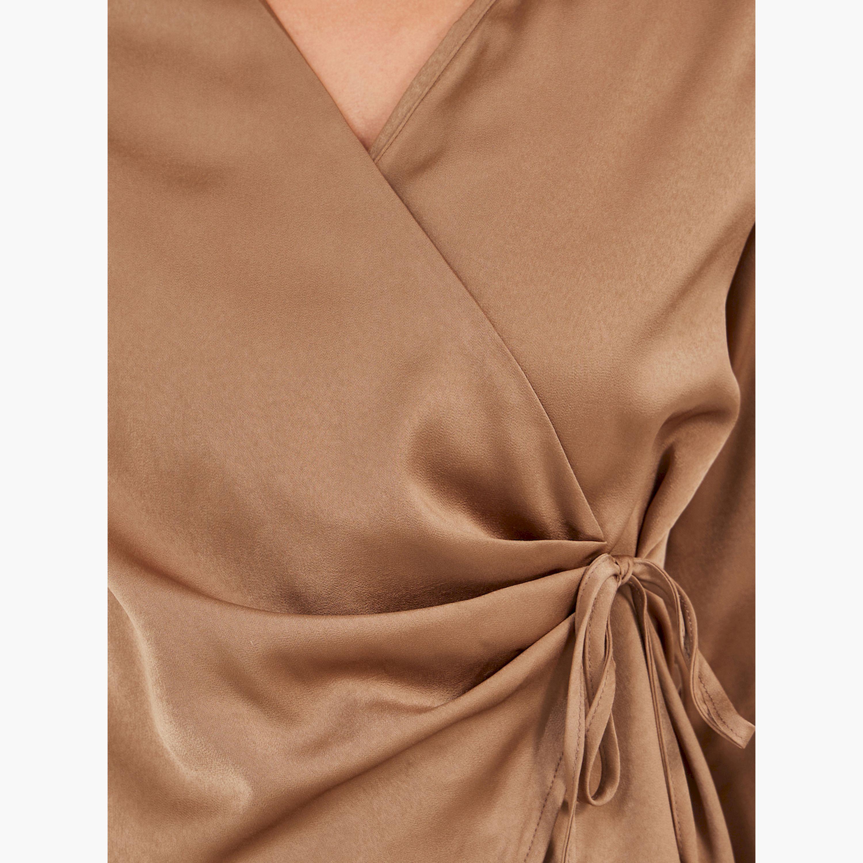 ستايلي -  بلوزة طويلة من الساتان برباط على الخصر-women-clothing-shirtsandblouses-blouses-image-3