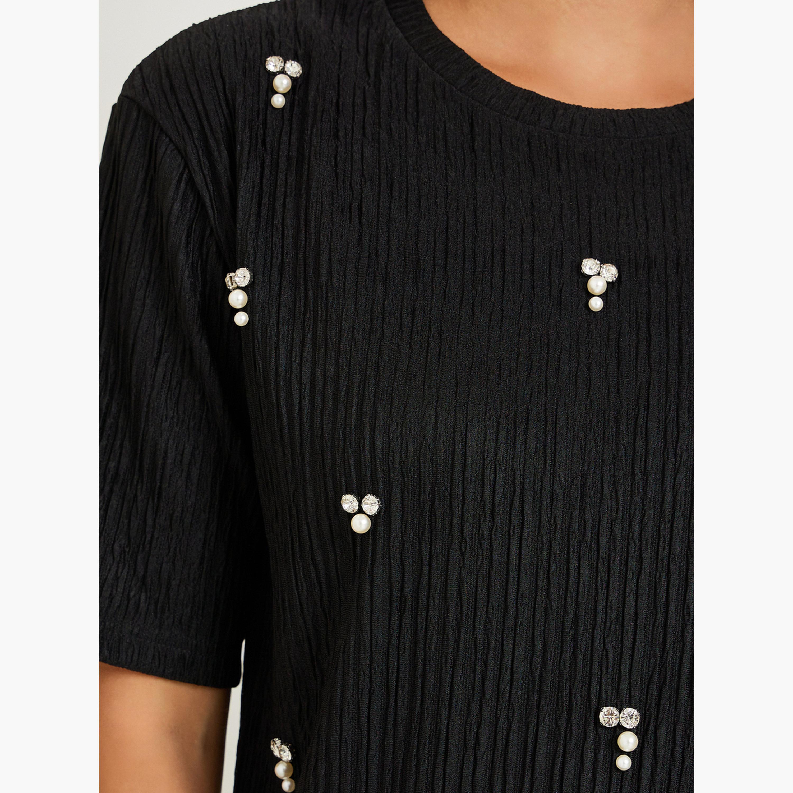 Styli Black Textured Embellished Knit Top-women-clothing-shirtsandblouses-blouses-image-4