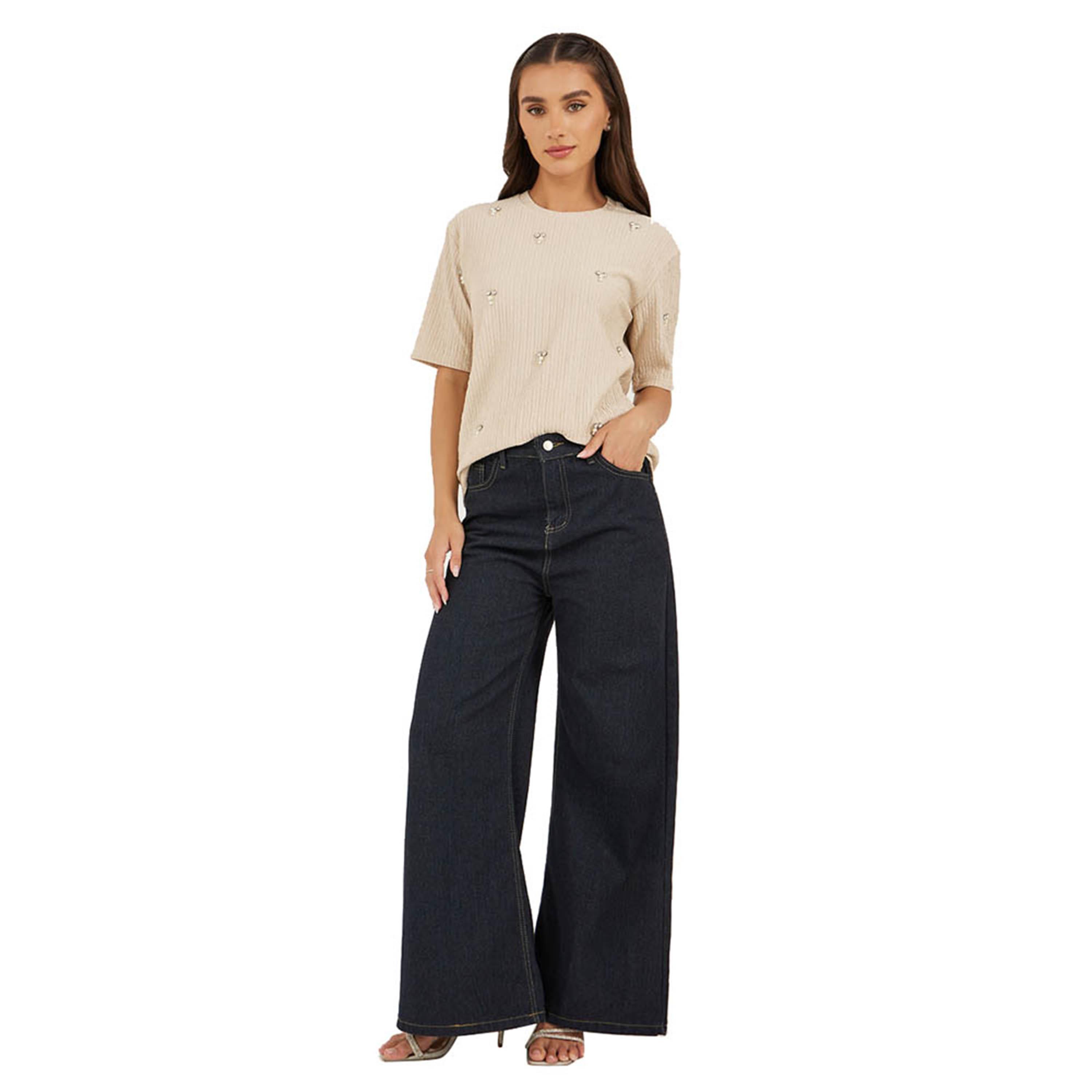 Styli Textured Embellished Round Neck Top-women-clothing-shirtsandblouses-blouses-image-3