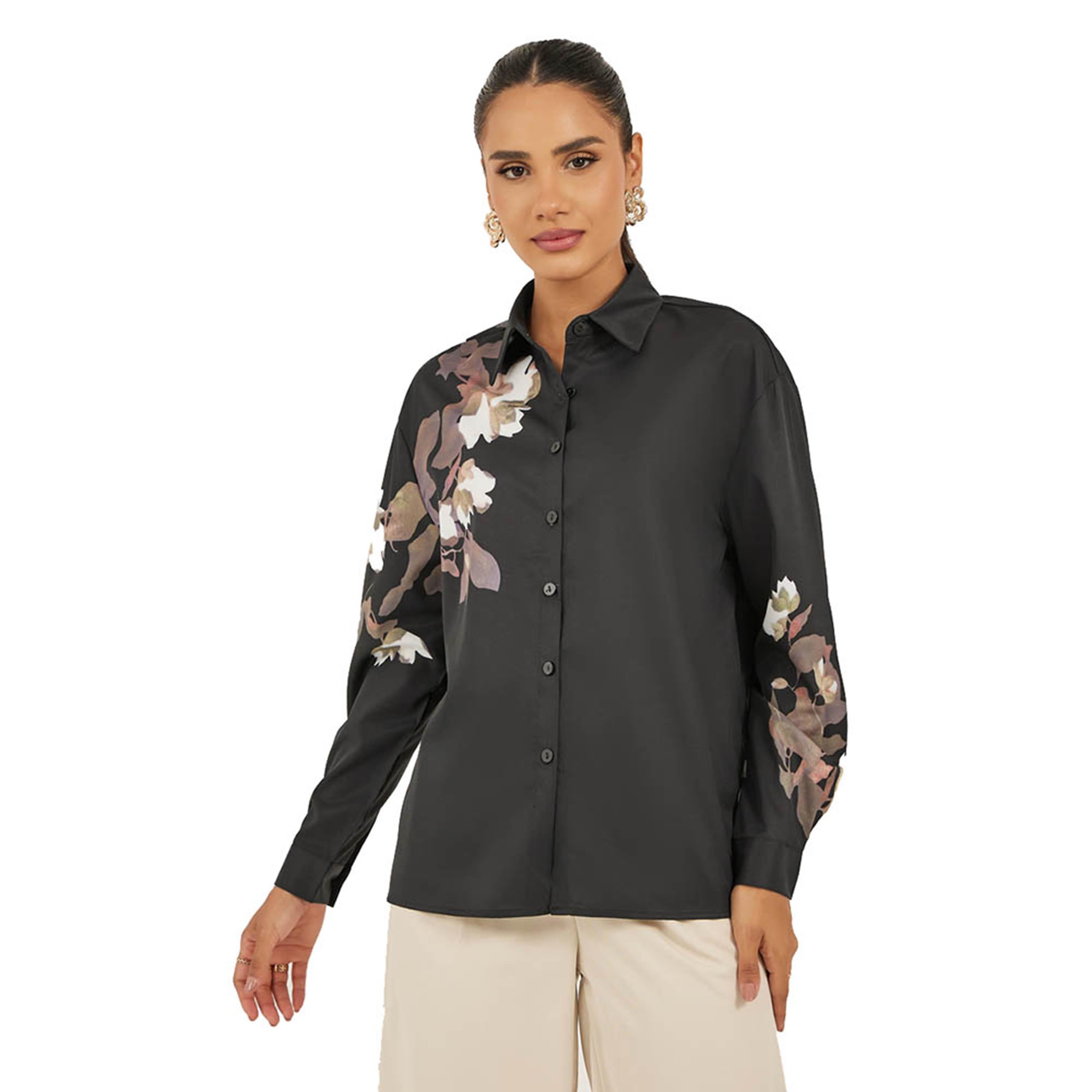 ستايلي - قميص بقصّة عادية وأكمام طويلة وطبعة زهور-women-clothing-shirtsandblouses-shirts-image-2