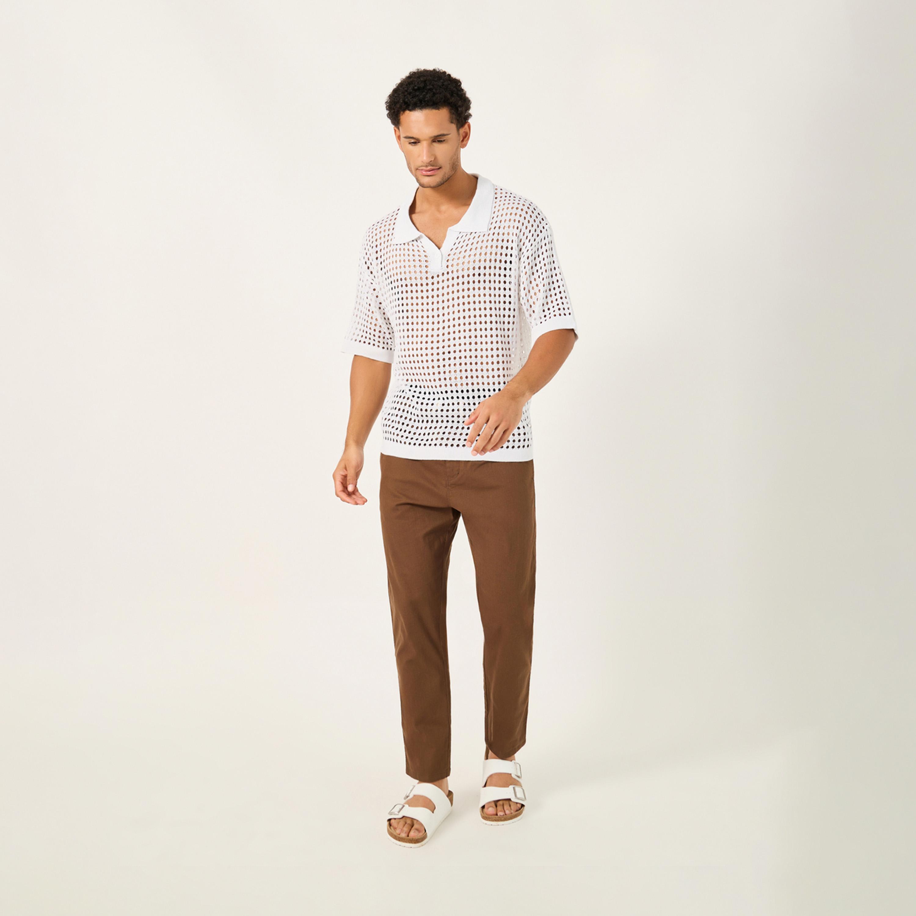 ستايلي - تي شيرت بولو كبير الحجم محبوك بالكروشيه-men-clothing-tshirtsandpolos-polos-image-2