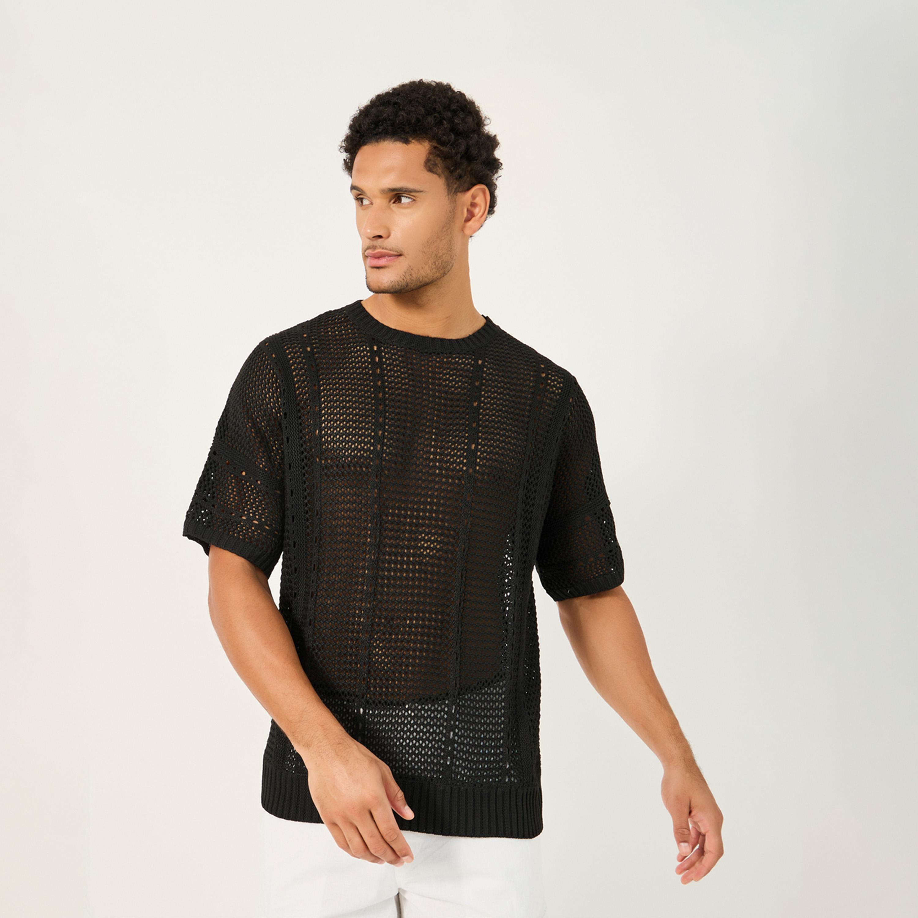 Styli Chunky Crochet Knit Oversized Crew Neck T-Shirt-men-clothing-tshirtsandpolos-tshirts-image-1