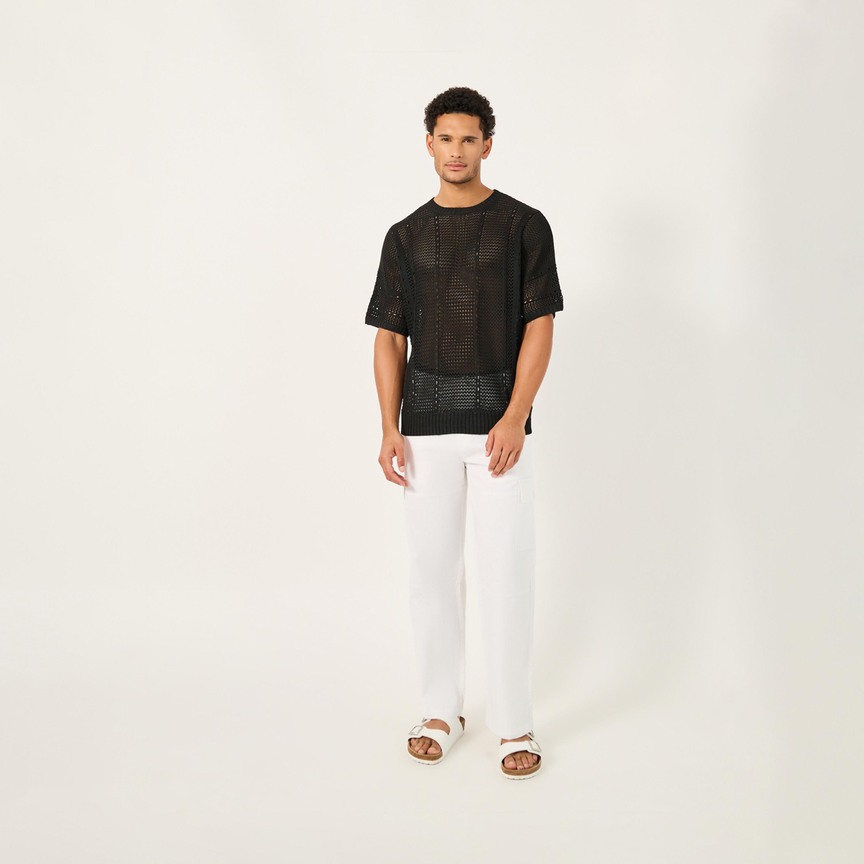 Styli Chunky Crochet Knit Oversized Crew Neck T-Shirt-men-clothing-tshirtsandpolos-tshirts-image-2