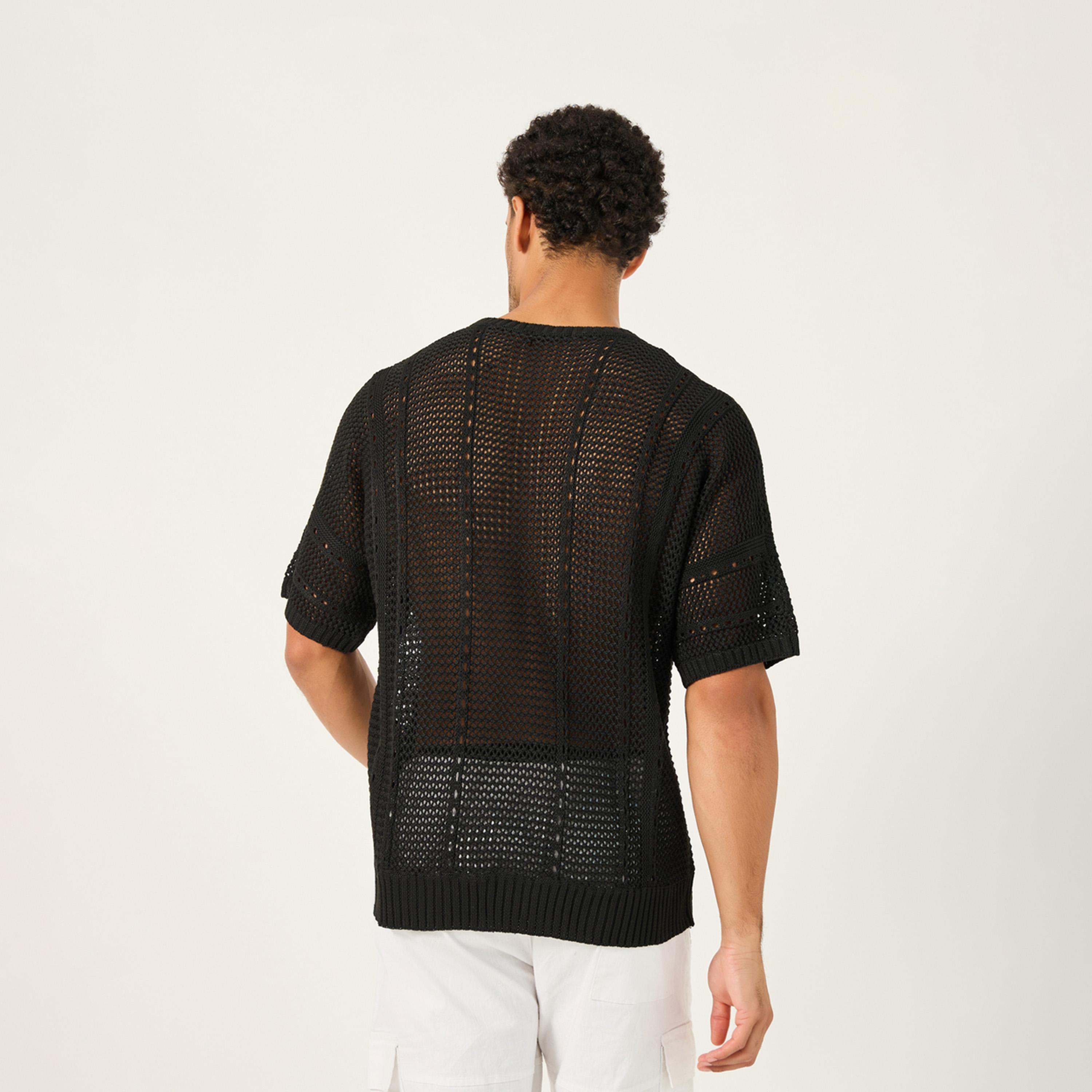 Styli Chunky Crochet Knit Oversized Crew Neck T-Shirt-men-clothing-tshirtsandpolos-tshirts-image-4