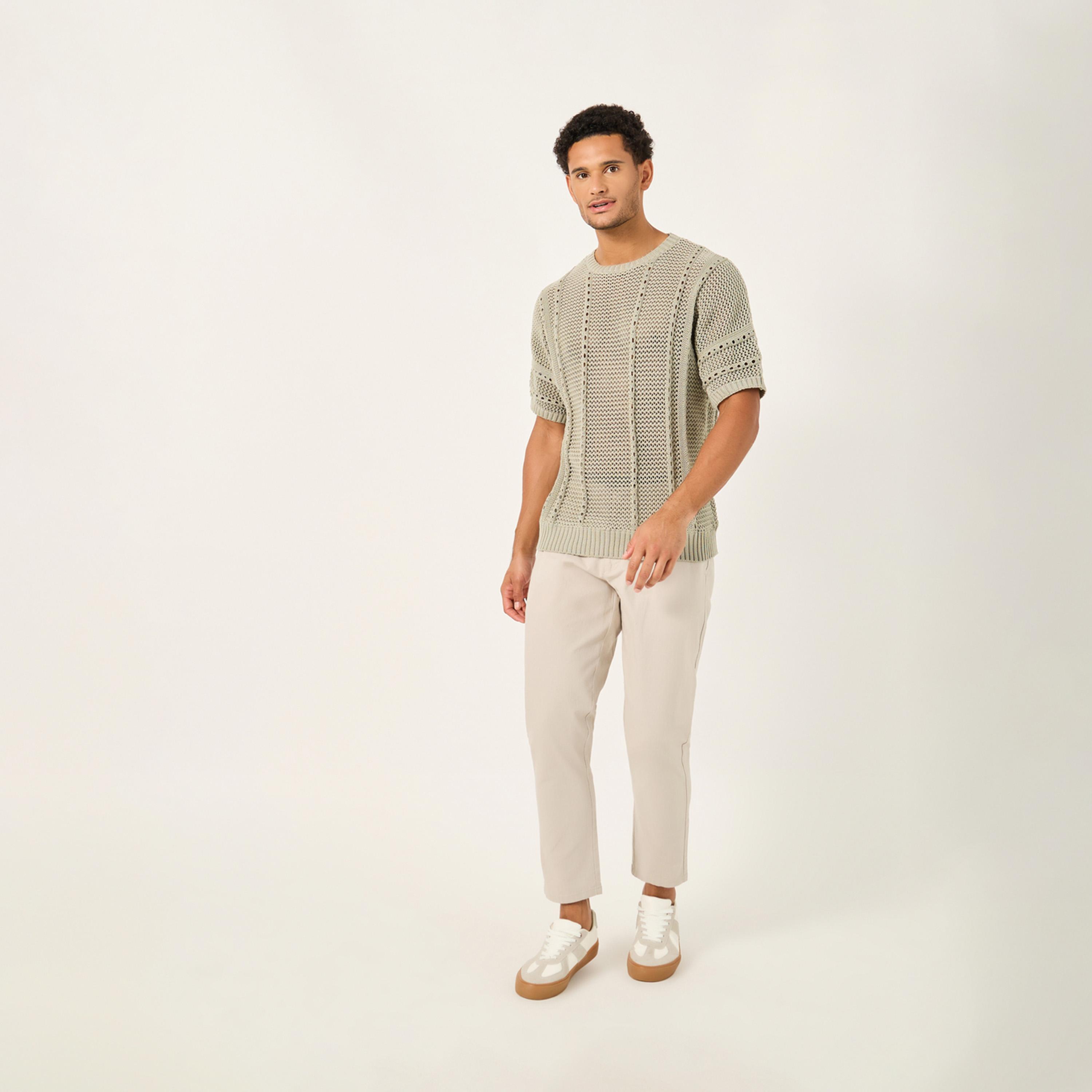 Styli Chunky Crochet Knit Oversized Crew Neck T-Shirt-men-clothing-tshirtsandpolos-tshirts-image-2