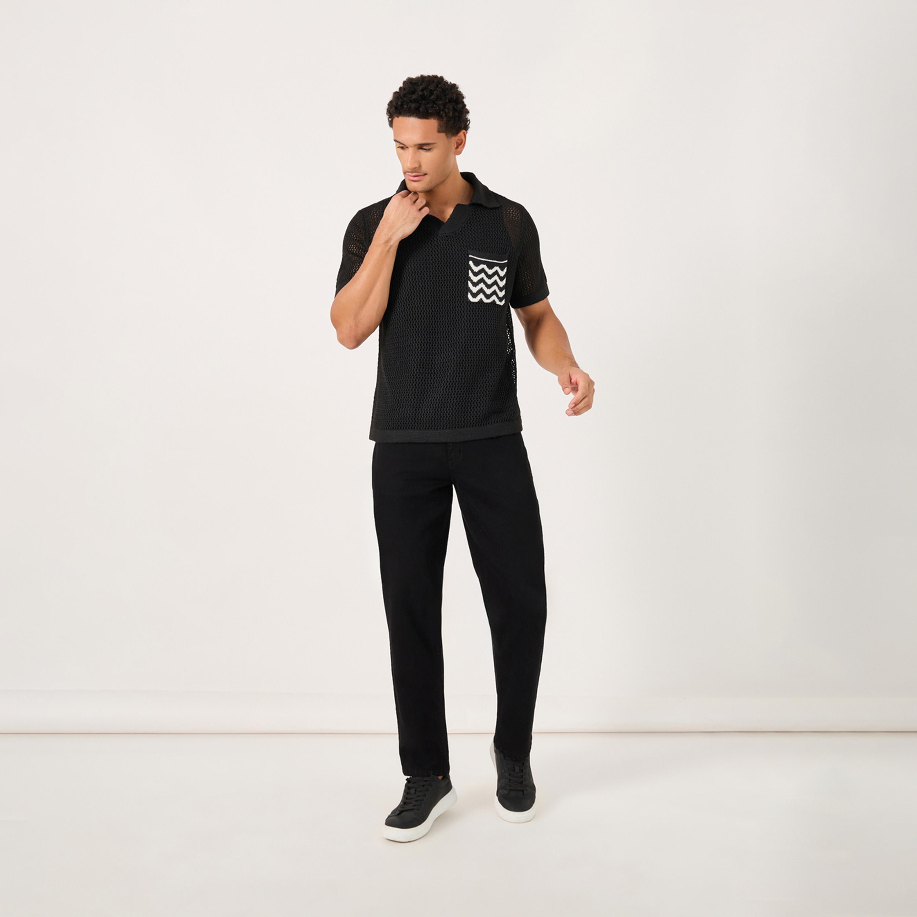 Styli Contrast Pocket Relaxed Crochet Knit Polo-men-clothing-tshirtsandpolos-polos-image-2