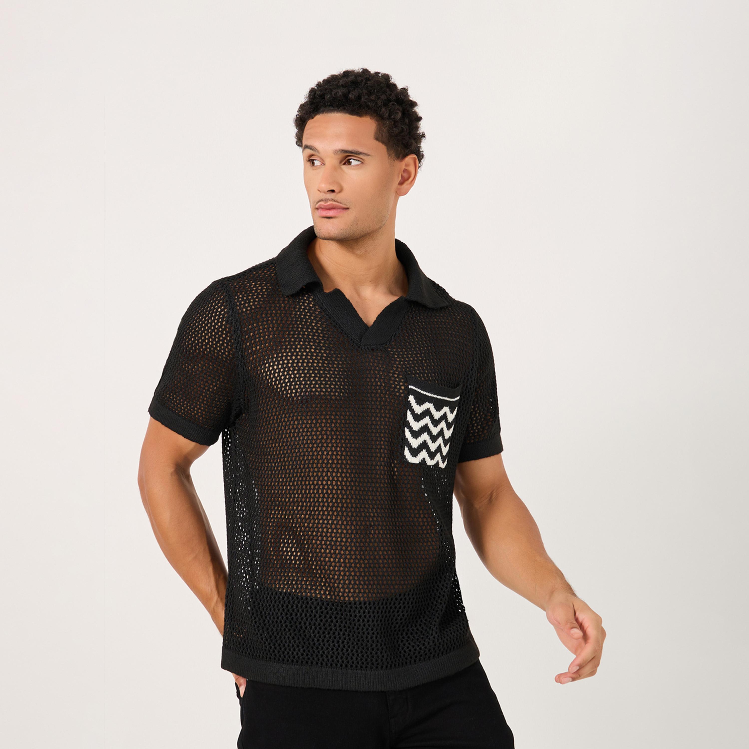 Styli Contrast Pocket Relaxed Crochet Knit Polo-men-clothing-tshirtsandpolos-polos-image-5