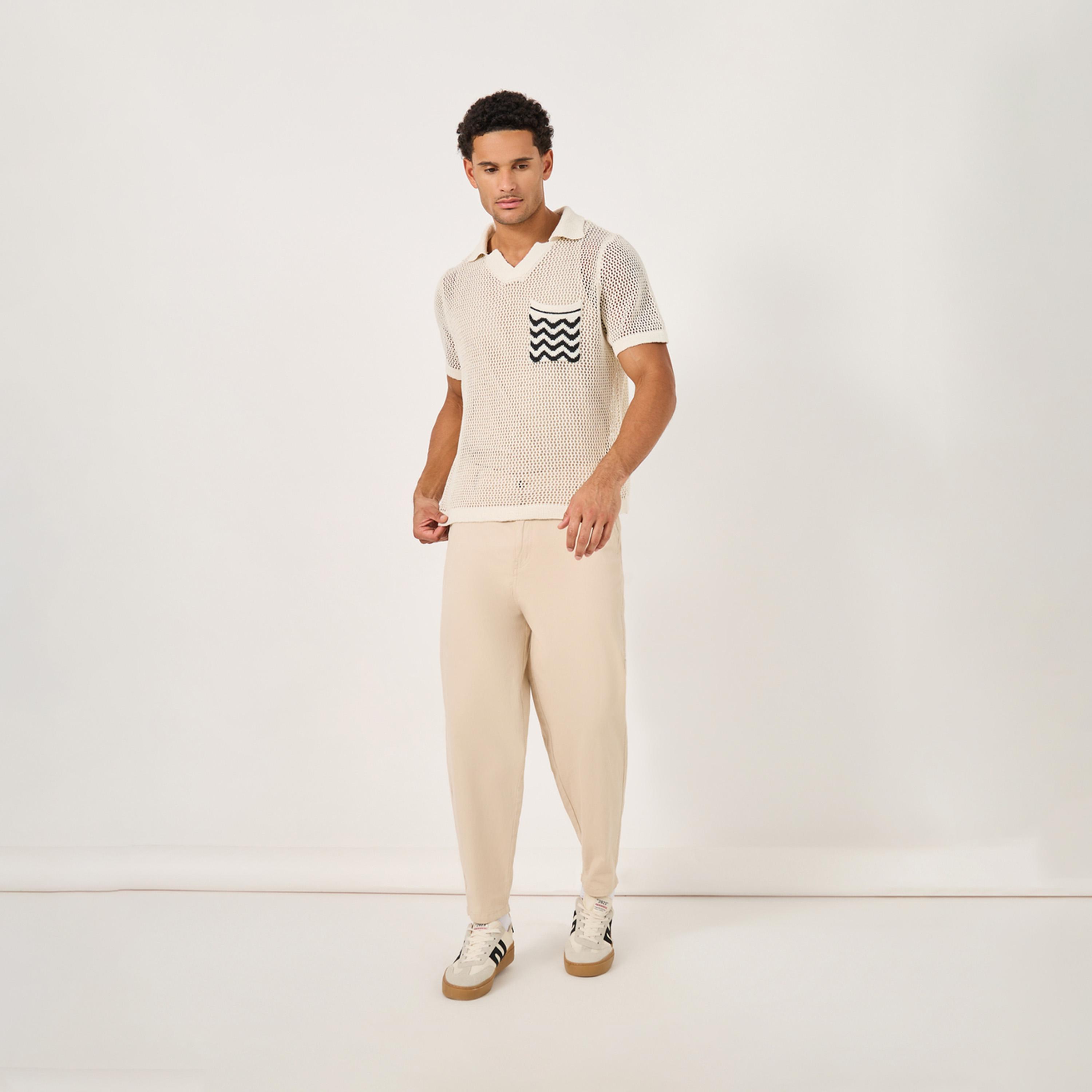 Styli Contrast Pocket Relaxed Crochet Knit Polo-men-clothing-tshirtsandpolos-polos-image-2