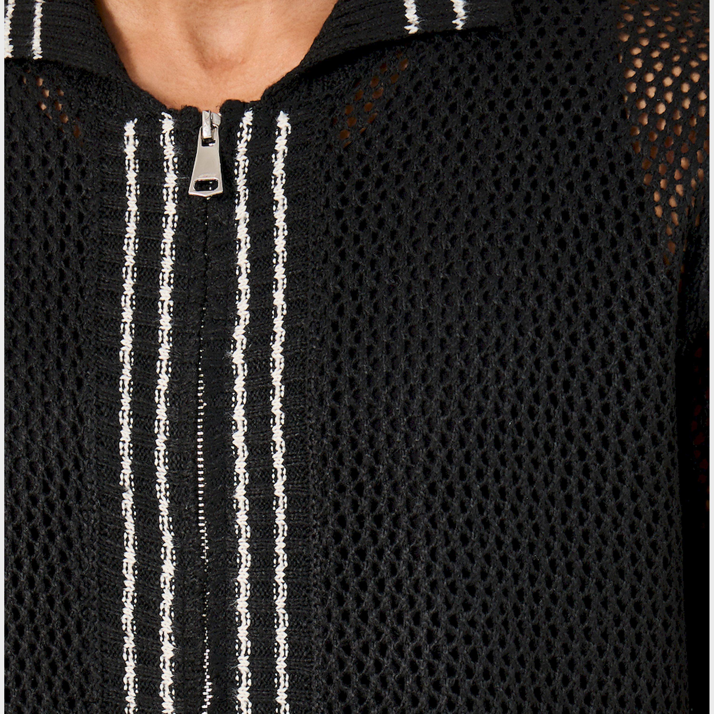 ستايلي - قميص كروشيه محبوك مريح مع حافة متباينة-men-clothing-shirts-image-3
