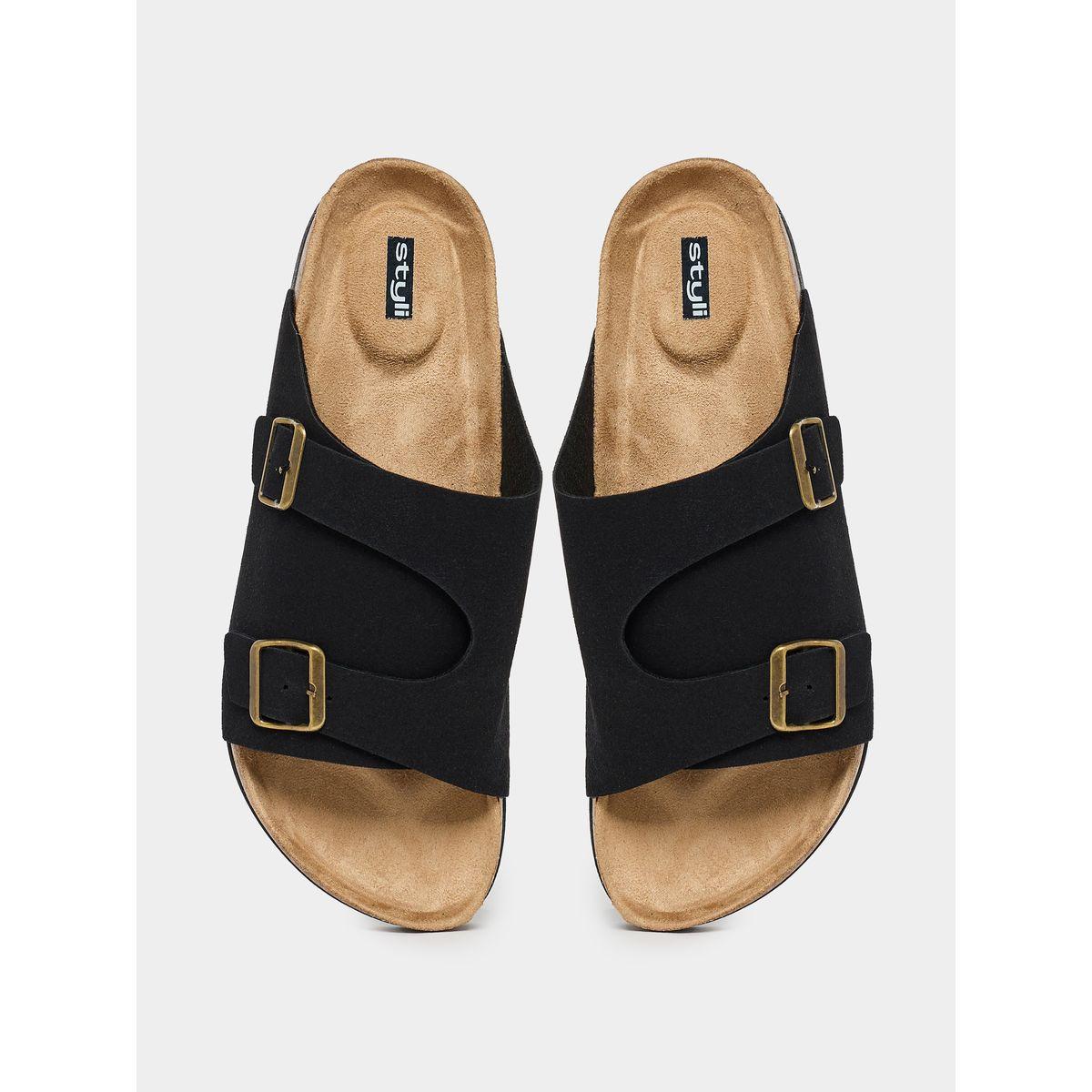 Styli Double Buckle Strap Slip On Sandals-men-shoes-sandals-image-5
