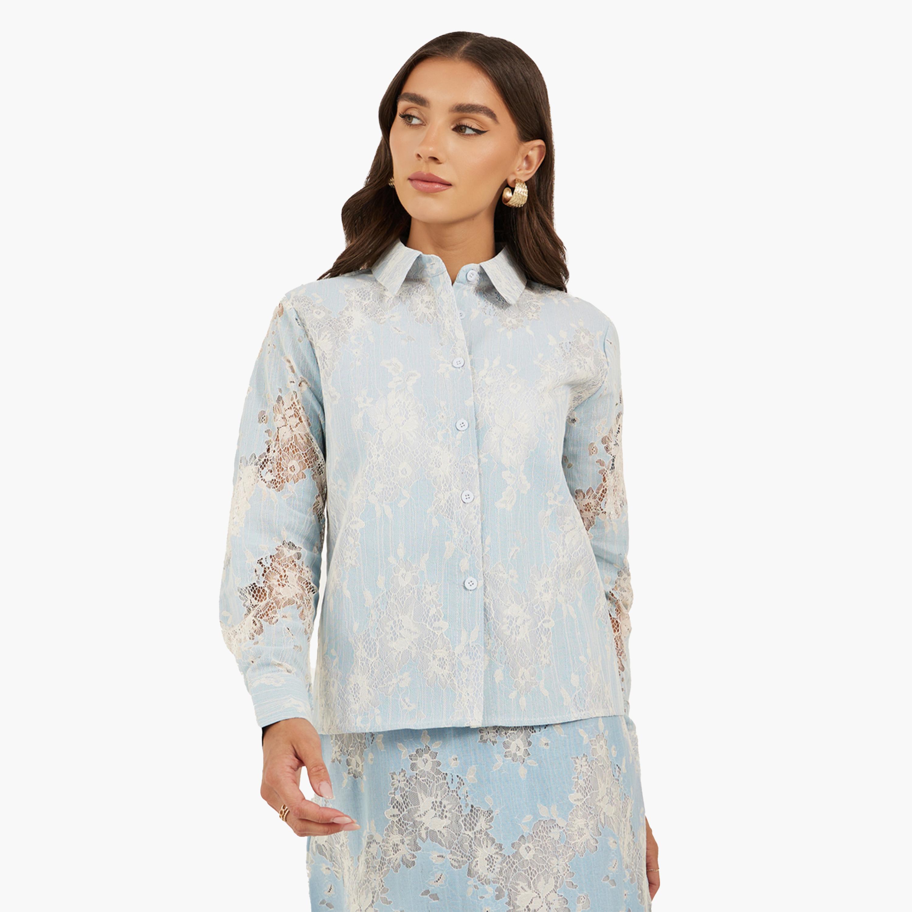 Styli Lace Boxy Buttoned Top-women-clothing-shirtsandblouses-blouses-image-1