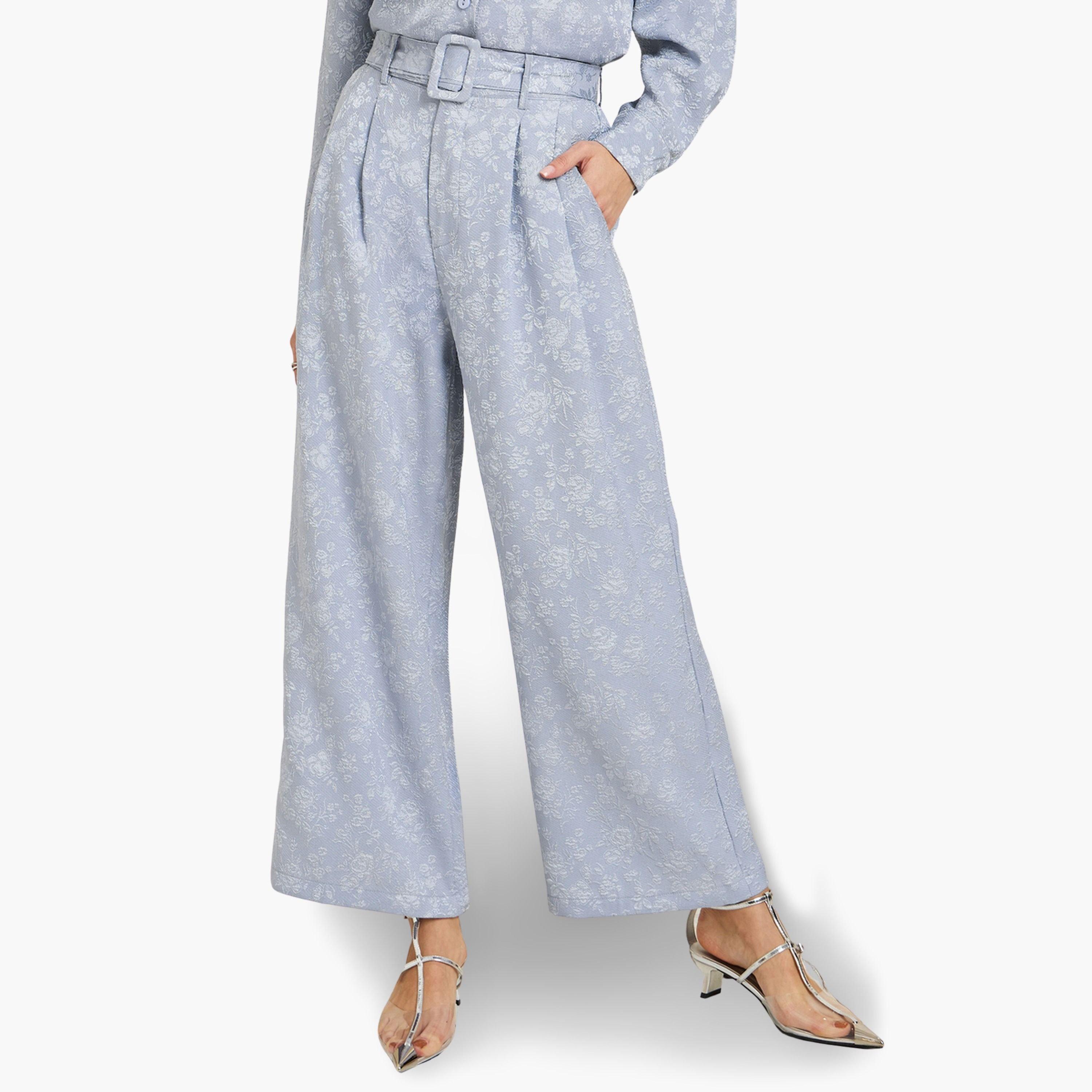 بنطال جاكار بأرجل واسعة-women-clothing-bottoms-trousers-image-1