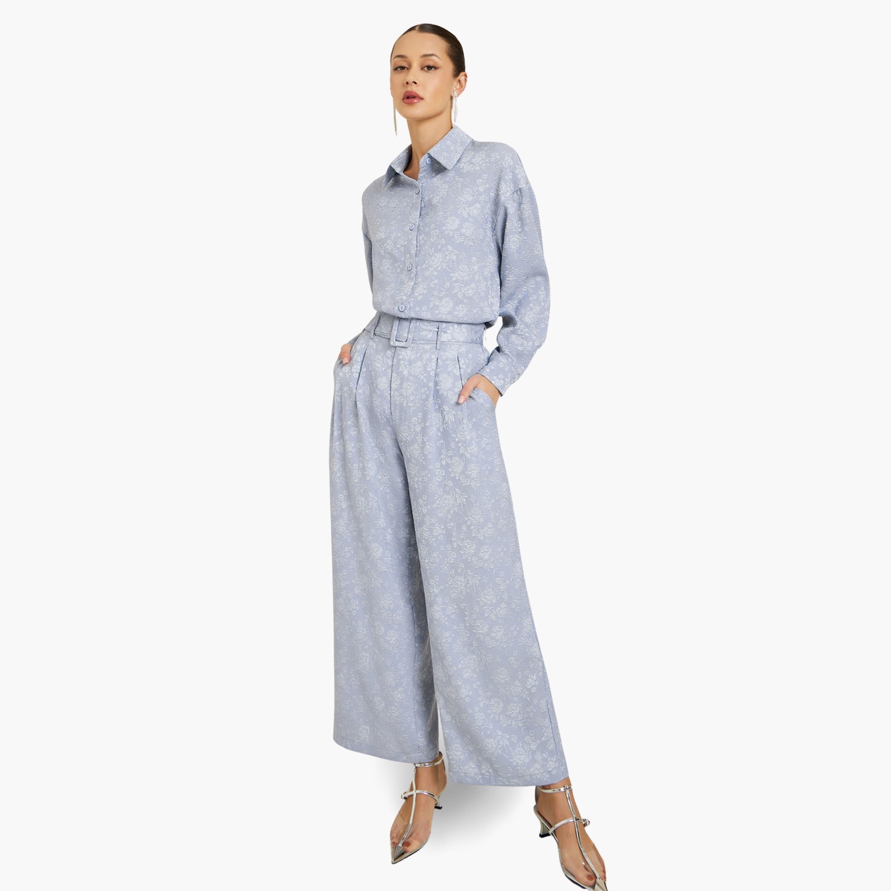 بنطال جاكار بأرجل واسعة-women-clothing-bottoms-trousers-image-2