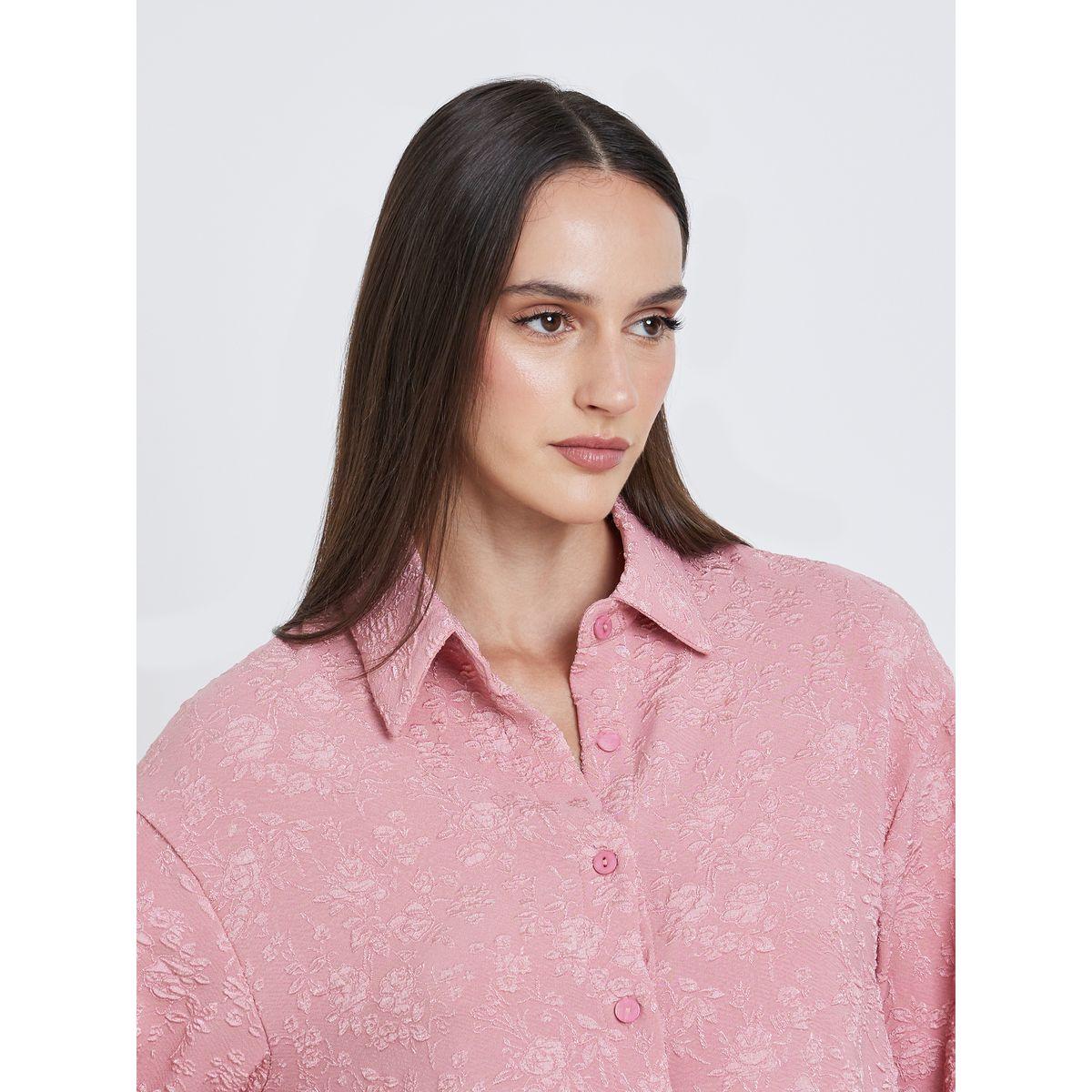 Styli Oversized Jacquard Pattern Buttoned Shirt-women-clothing-shirtsandblouses-shirts-image-4